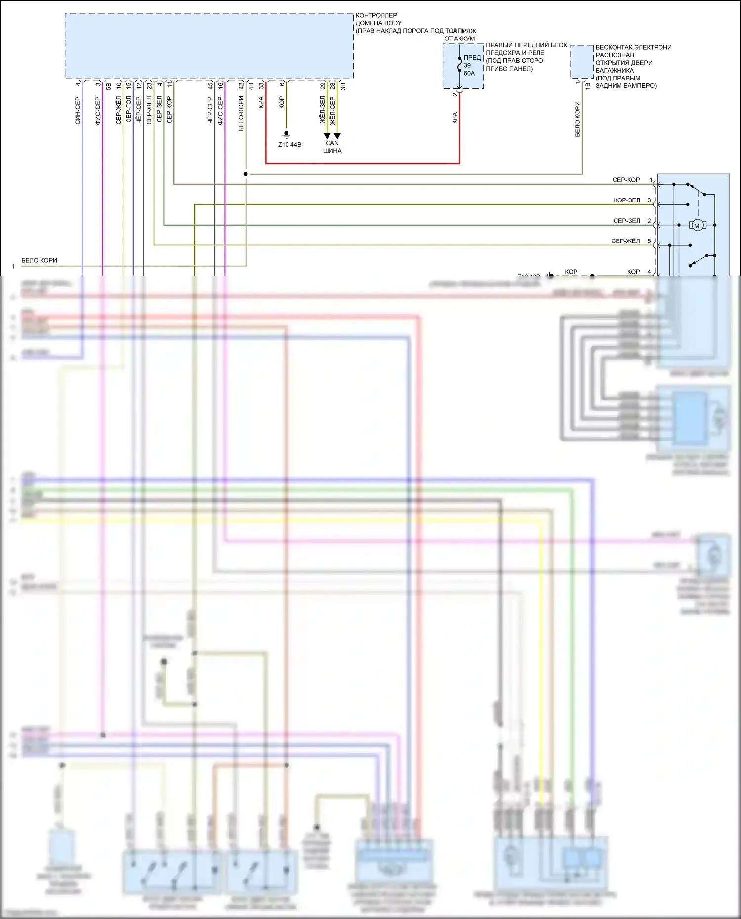 X7 BMW G07 (2018-2022): Электросхема открытия багажника и лючка топливного бака (2 из 2) 