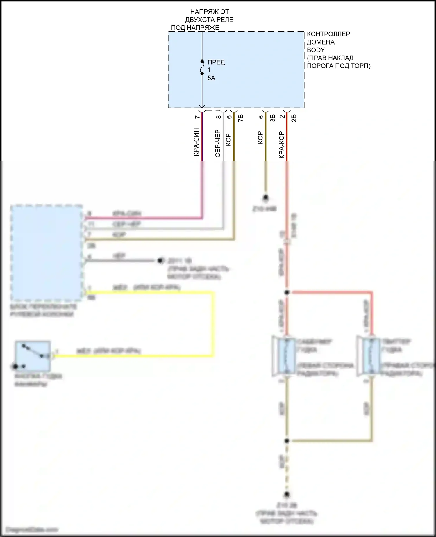 X7 BMW G07 (2018-2022): Электросхема клаксона 
