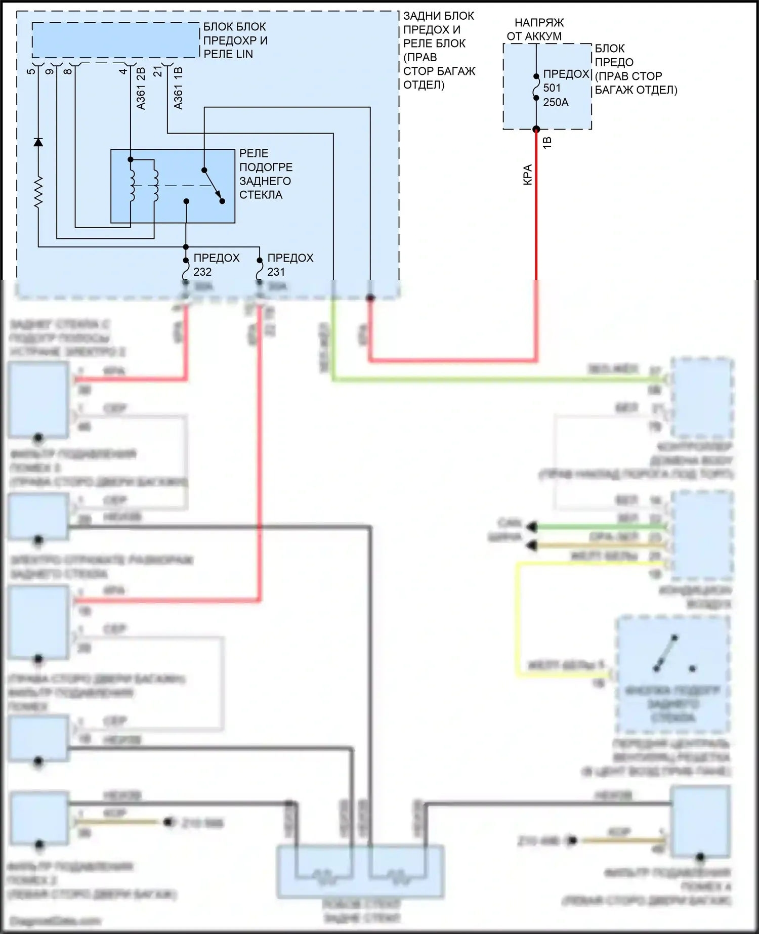 X7 BMW G07 (2018-2022): Электросхема заднего подогрева 