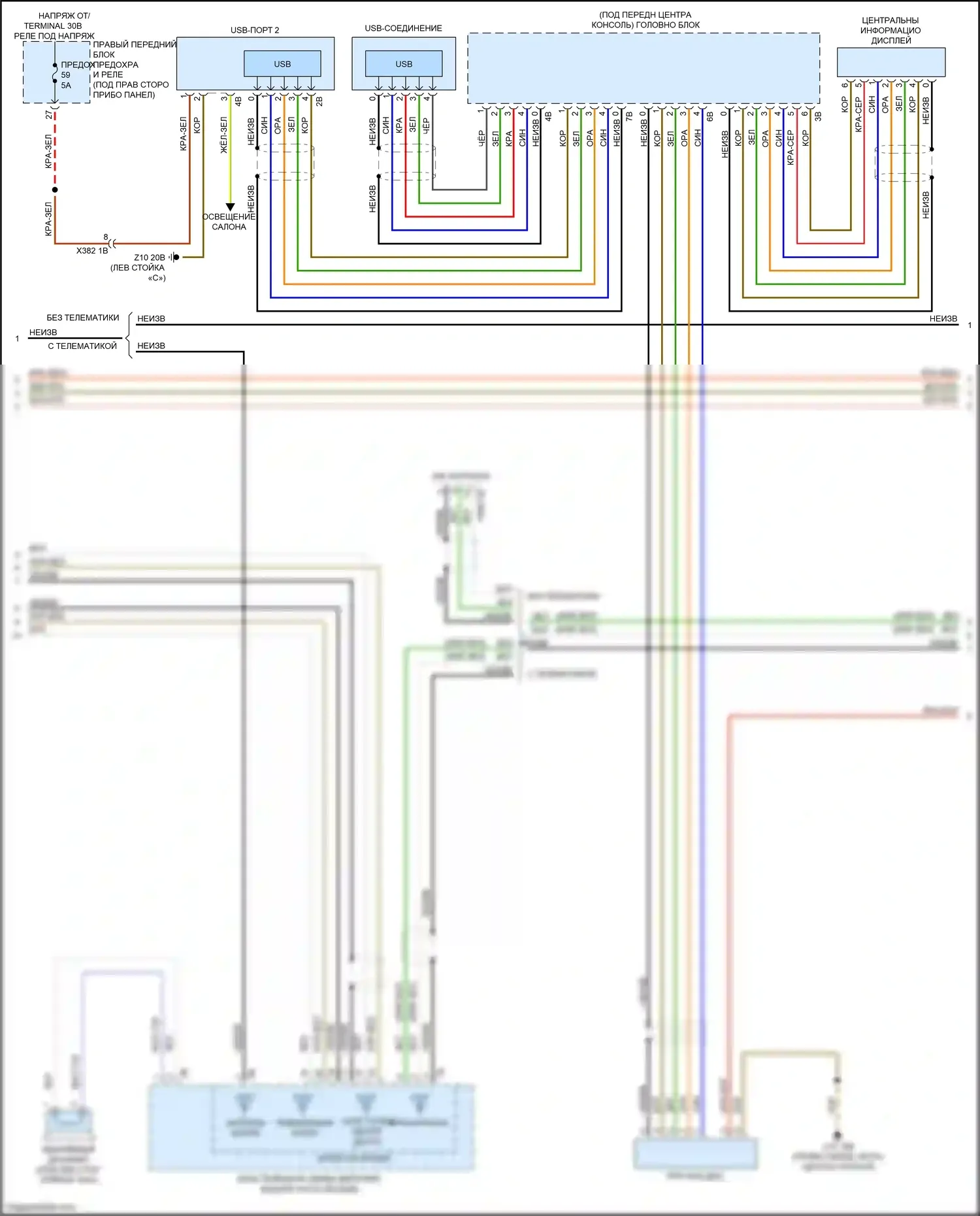 X7 BMW G07 (2018-2022): Электросхема навигации, высокий уровень с аудиоблоком приемника (3 из 6) 