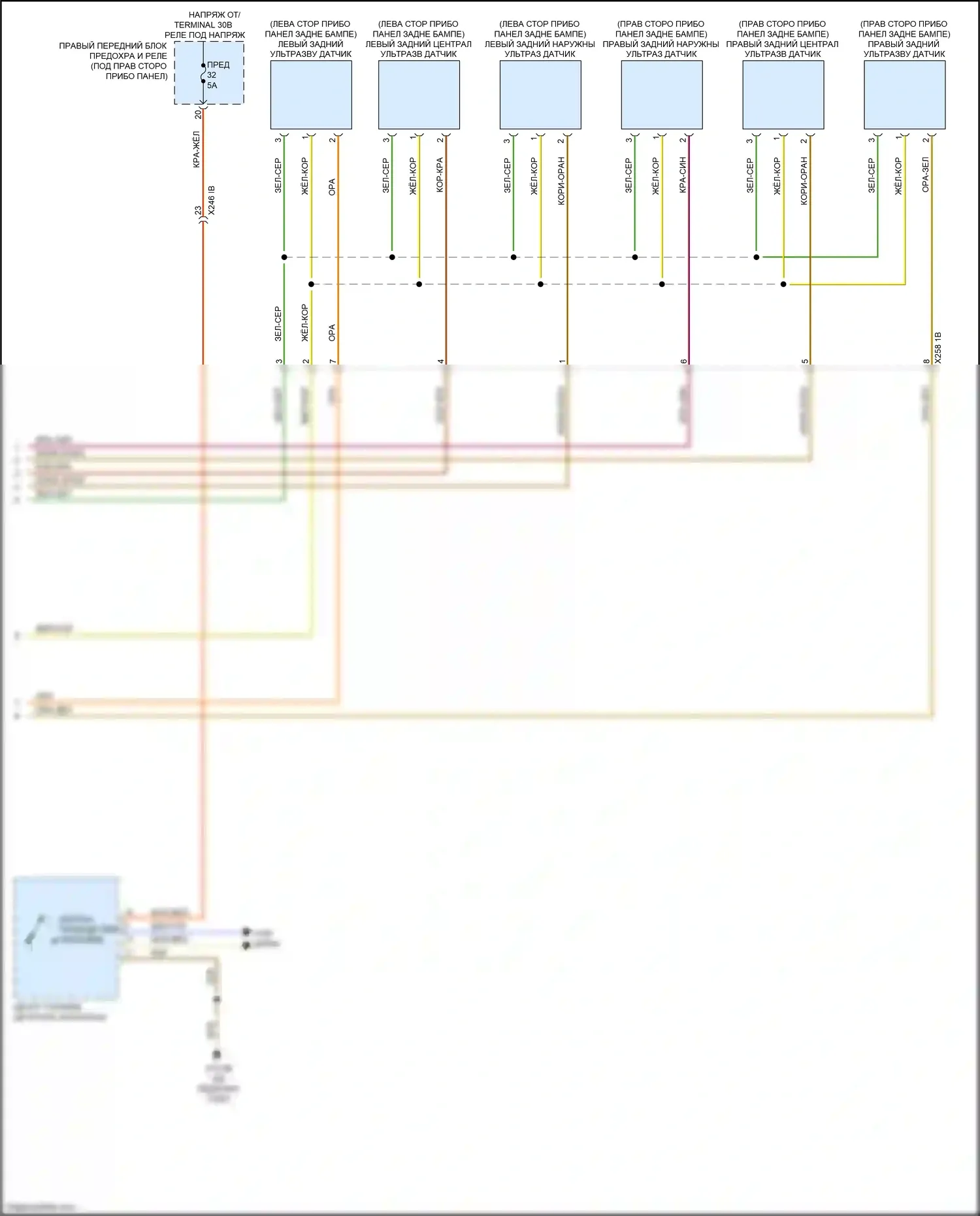 X7 BMW G07 (2018-2022): Электросхема парктроника (2 из 2) 