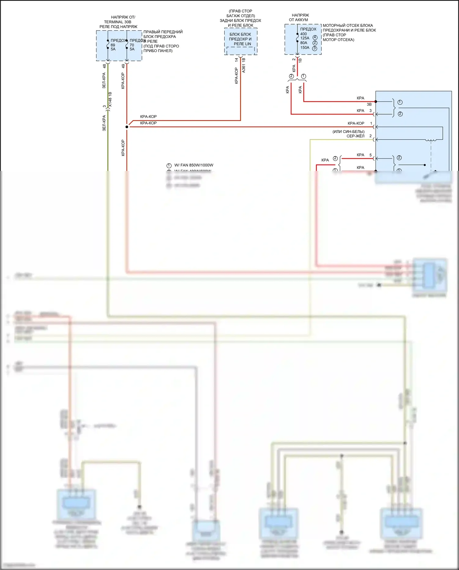 X7 BMW G07 (2018-2022): Электросхема вентилятора охлаждения (2 из 2) 