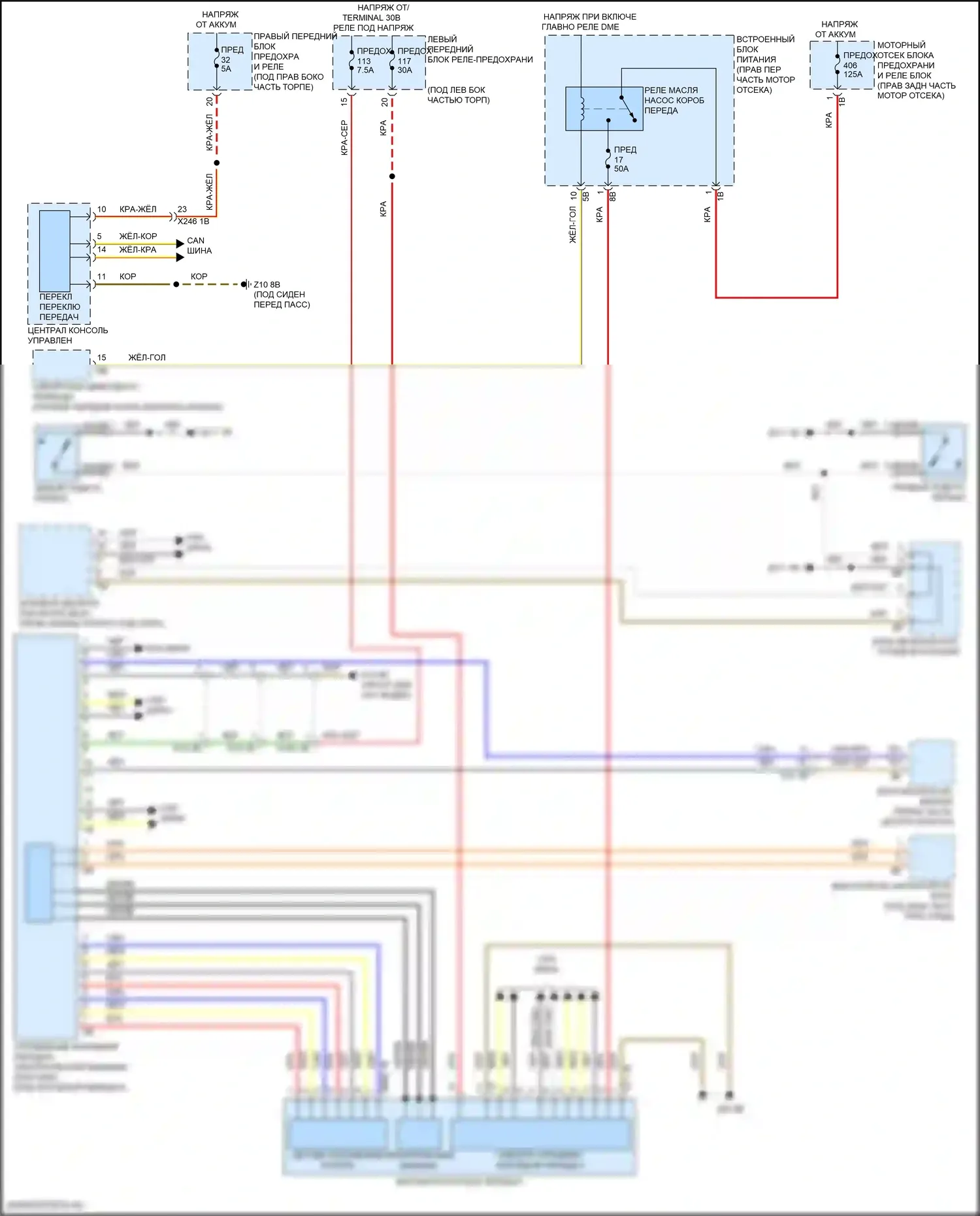 XM BMW G09 (2022-2024): Электросхема автоматической коробки передач 