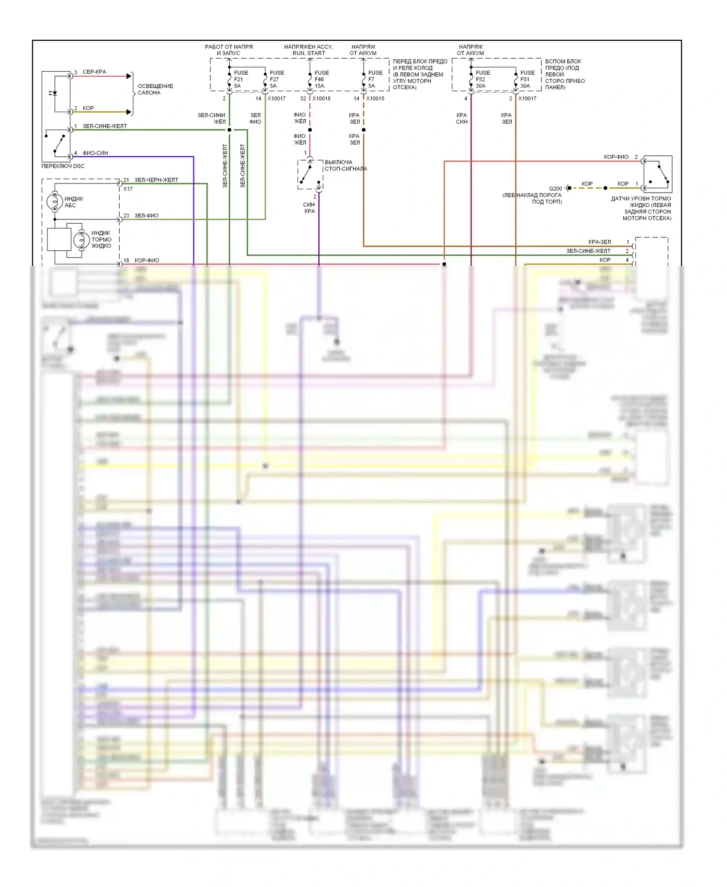 Z3 BMW E36 рестайлинг (2000-2002): Антиблокировочная система abs электросхема соединений, с dsc позднего выпуска 