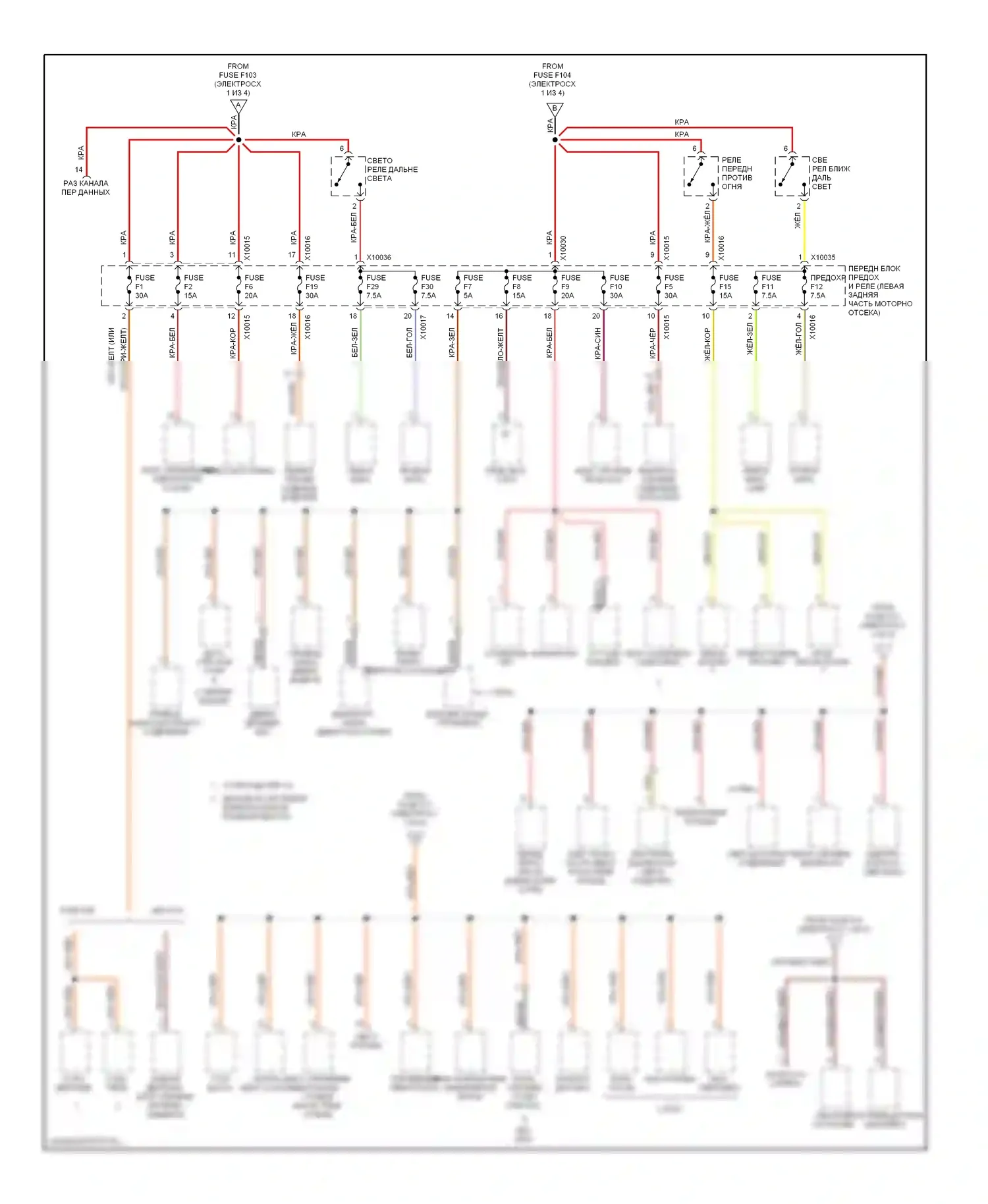 Z3 BMW E36 рестайлинг (2000-2002): Электросхема блока предохранителей реле (2 из 4) 