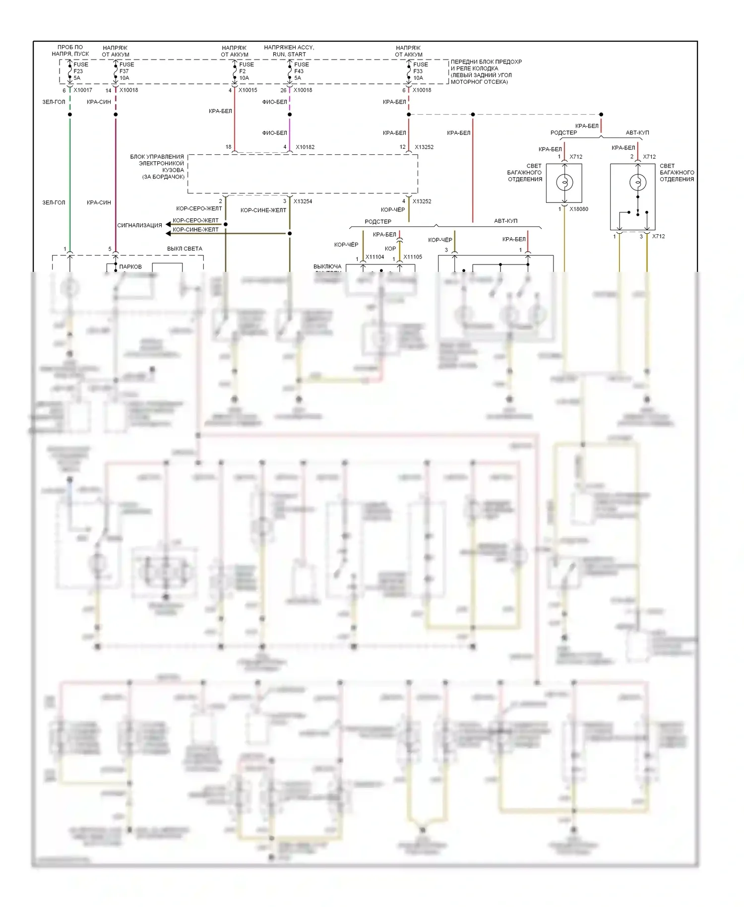 Z3 BMW E36 рестайлинг (2000-2002): Электросхема внутреннего освещения 