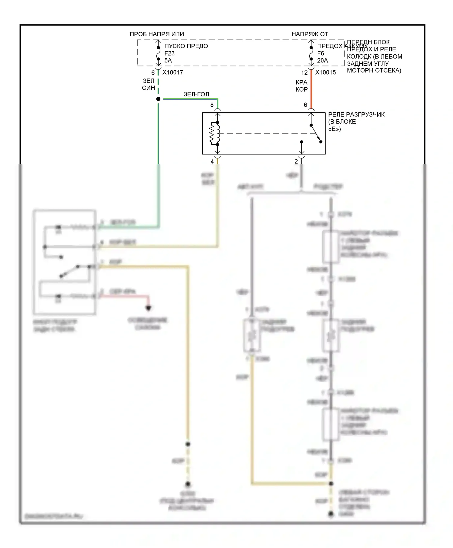 Z3 BMW E36 рестайлинг (2000-2002): Электросхема подогрева стекол 
