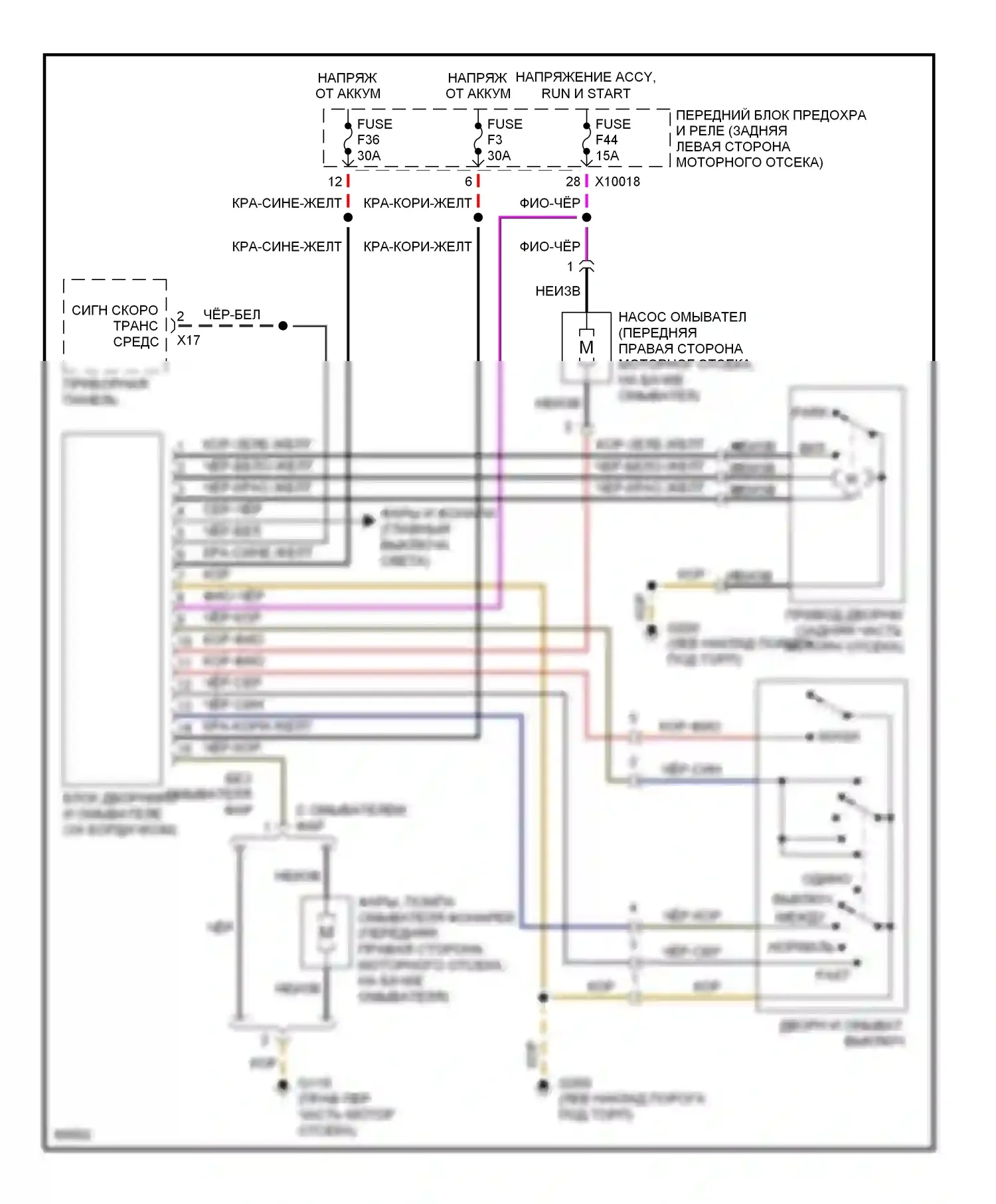 Z3 BMW E36 (1995-2000): Дворники и омыватели электросхема 