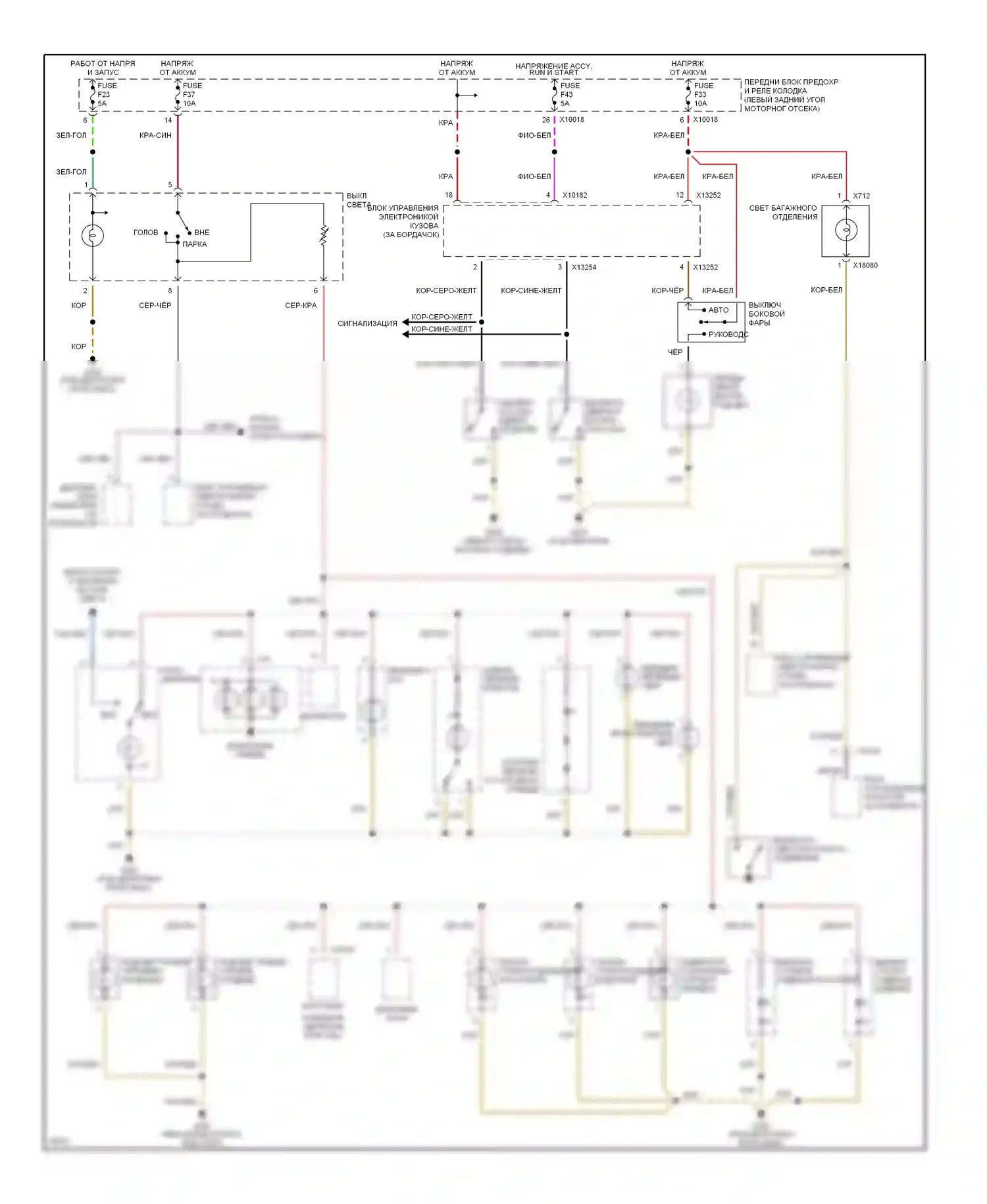 Z3 BMW E36 (1995-2000): Электросхема внутреннего освещения 