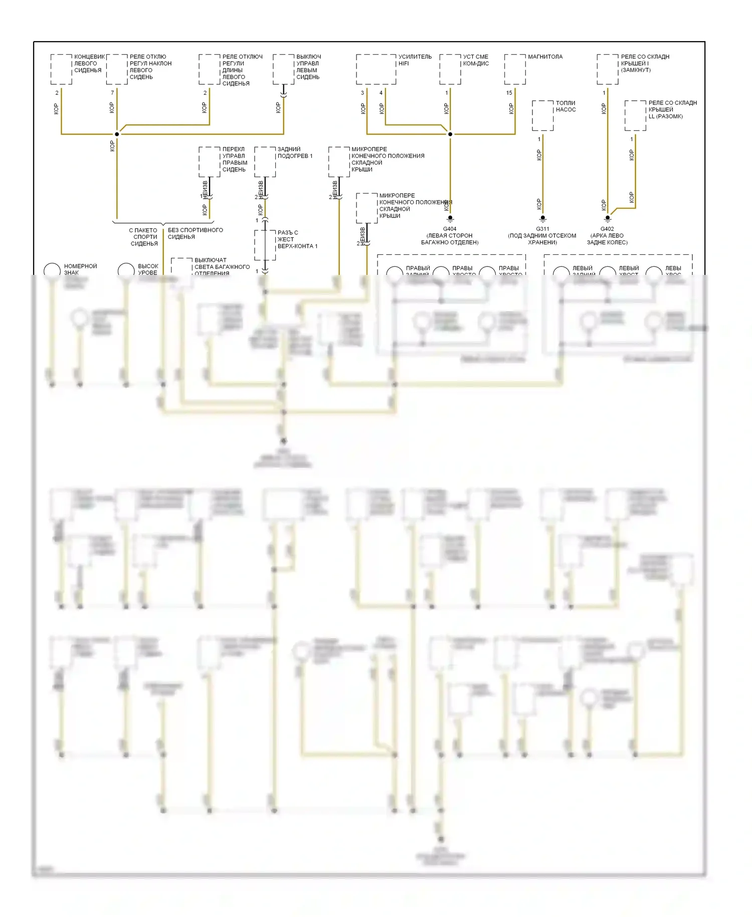 Z3 BMW E36 (1995-2000): Электросхема точек подключения масс (3 из 3) 