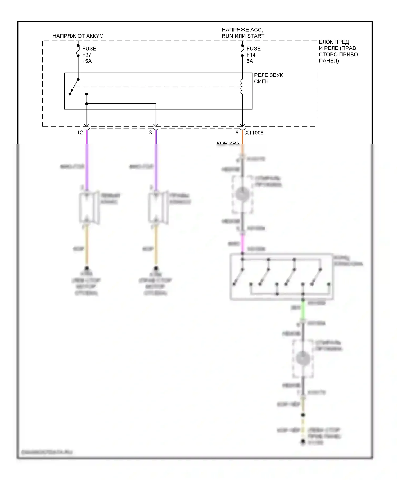 Z4 BMW E85/E86 рестайлинг (2005-2009): Электросхема клаксона 
