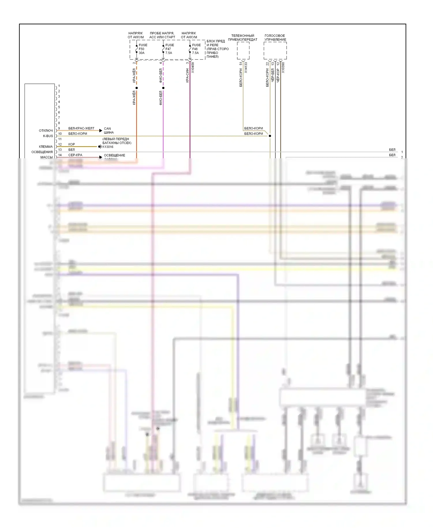 Z4 BMW E85/E86 рестайлинг (2005-2009): Электросхема магнитолы премиум-класса, верхняя магнитола hifi (1 из 2) 