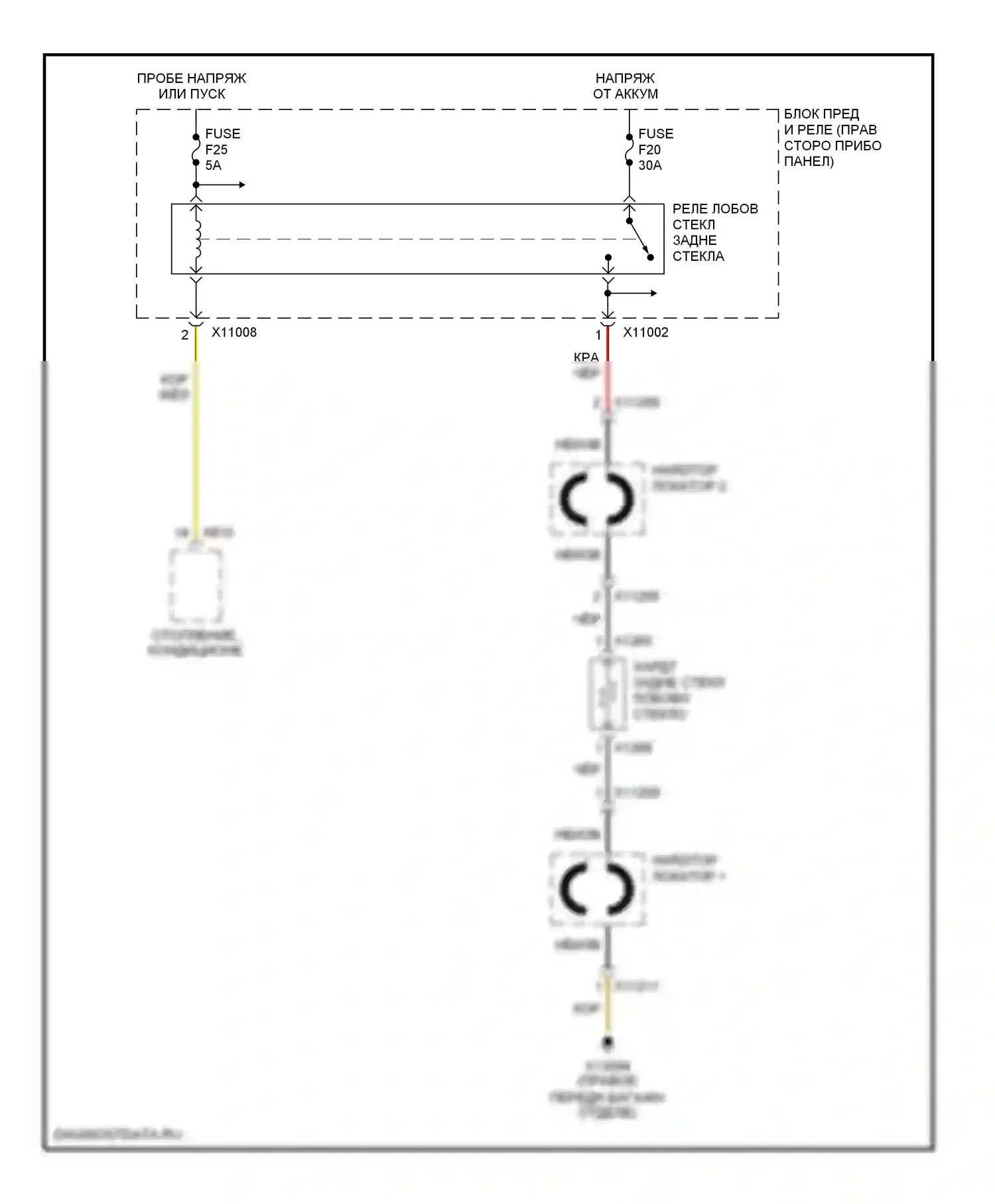 Z4 BMW E85/E86 рестайлинг (2005-2009): Электросхема подогрева стекол, кабриолет hardtop 