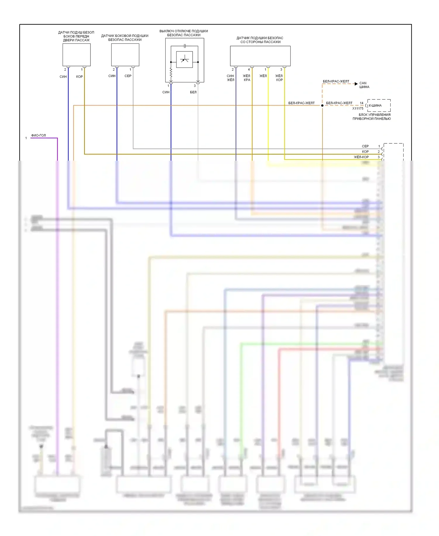 Z4 BMW E85/E86 рестайлинг (2005-2009): Электросхема подушек безопасности (2 из 2) 