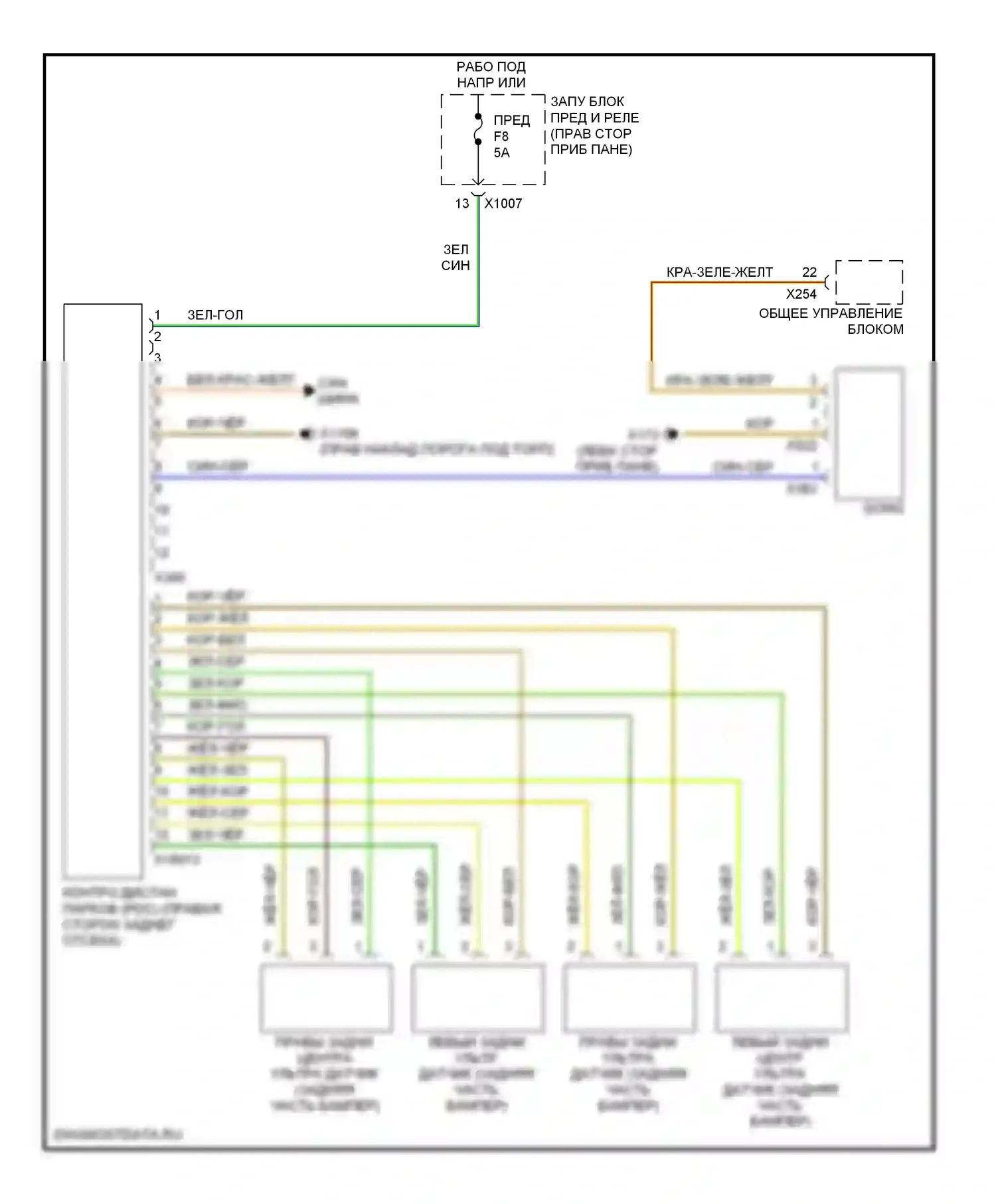 Z4 BMW E85/E86 рестайлинг (2005-2009): Электросхема парктроника 