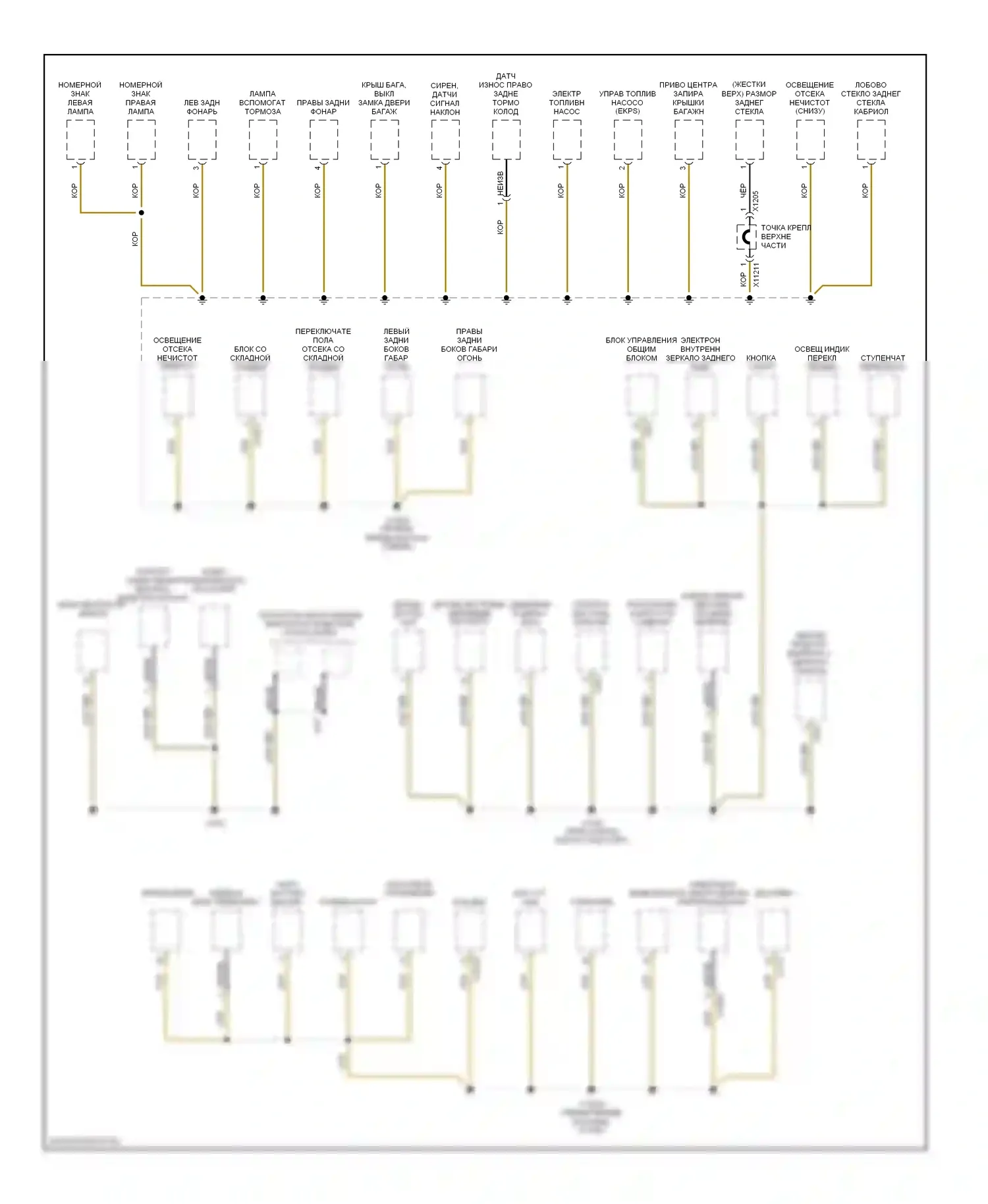 Z4 BMW E85/E86 рестайлинг (2005-2009): Электросхема точек подключения масс (2 из 4) 