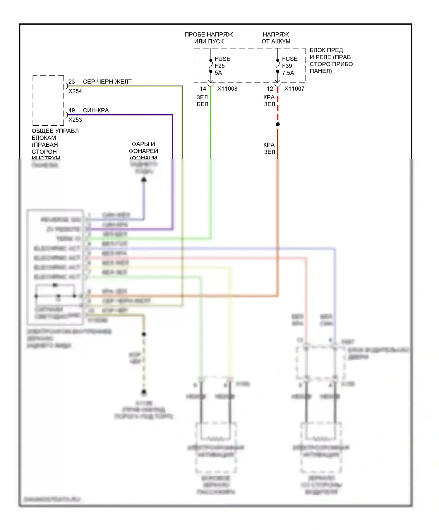 Z4 BMW E85/E86 рестайлинг (2005-2009): Электросхема электрохромного зеркала 