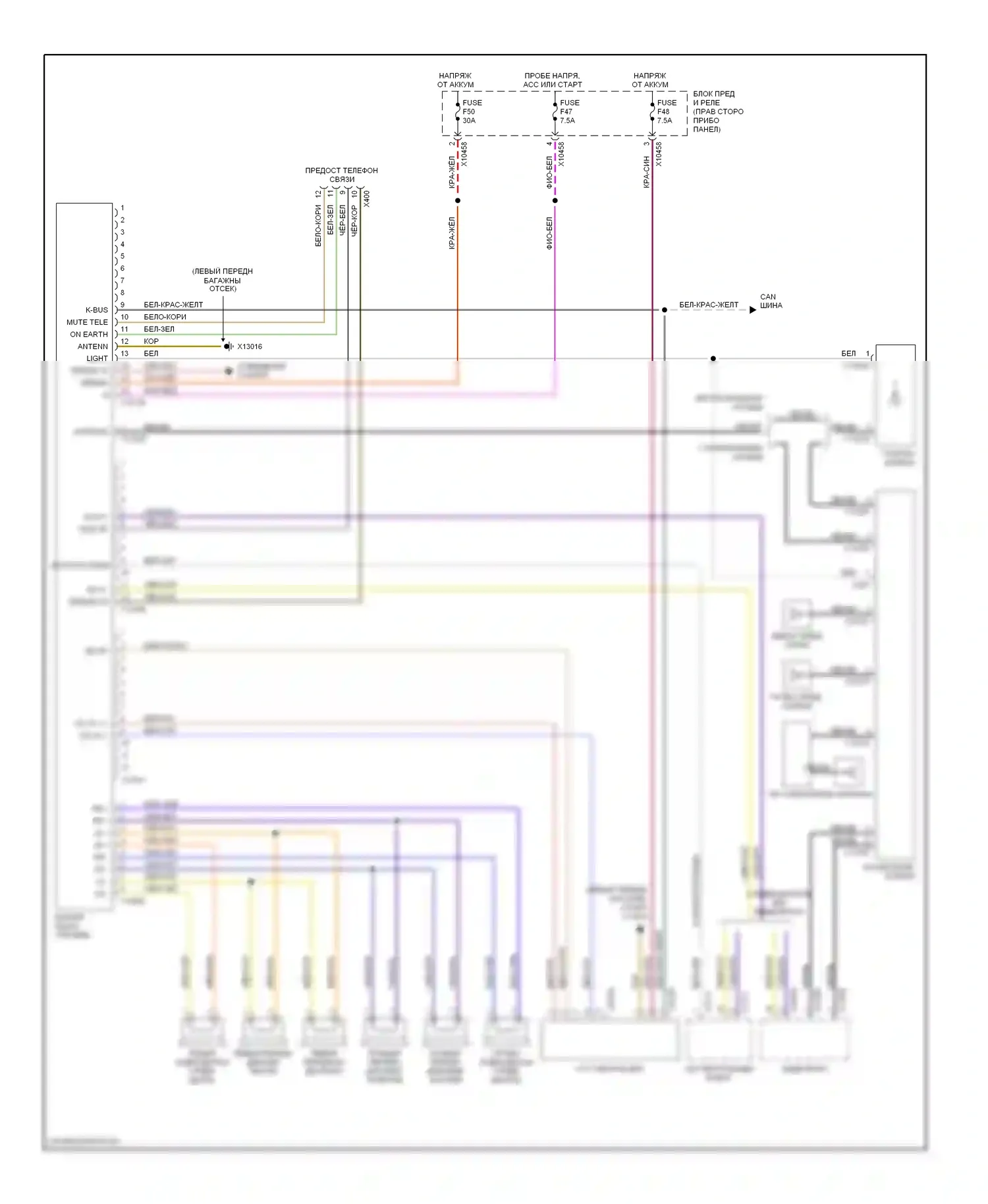 Z4 BMW E85/E86 (2002-2005): Электросхема магнитолы, с базовой магнитолой 