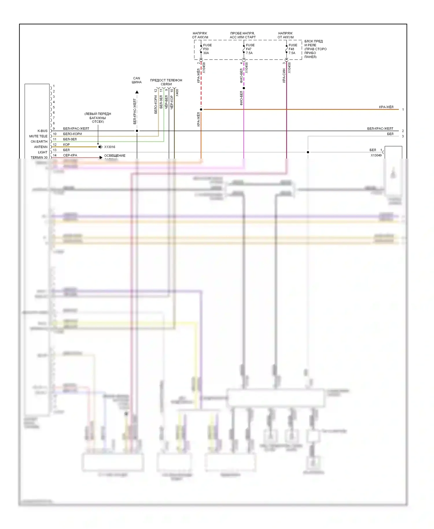 Z4 BMW E85/E86 (2002-2005): Магнитола электросхема с верхней магнитолой hifi (1 из 2) 