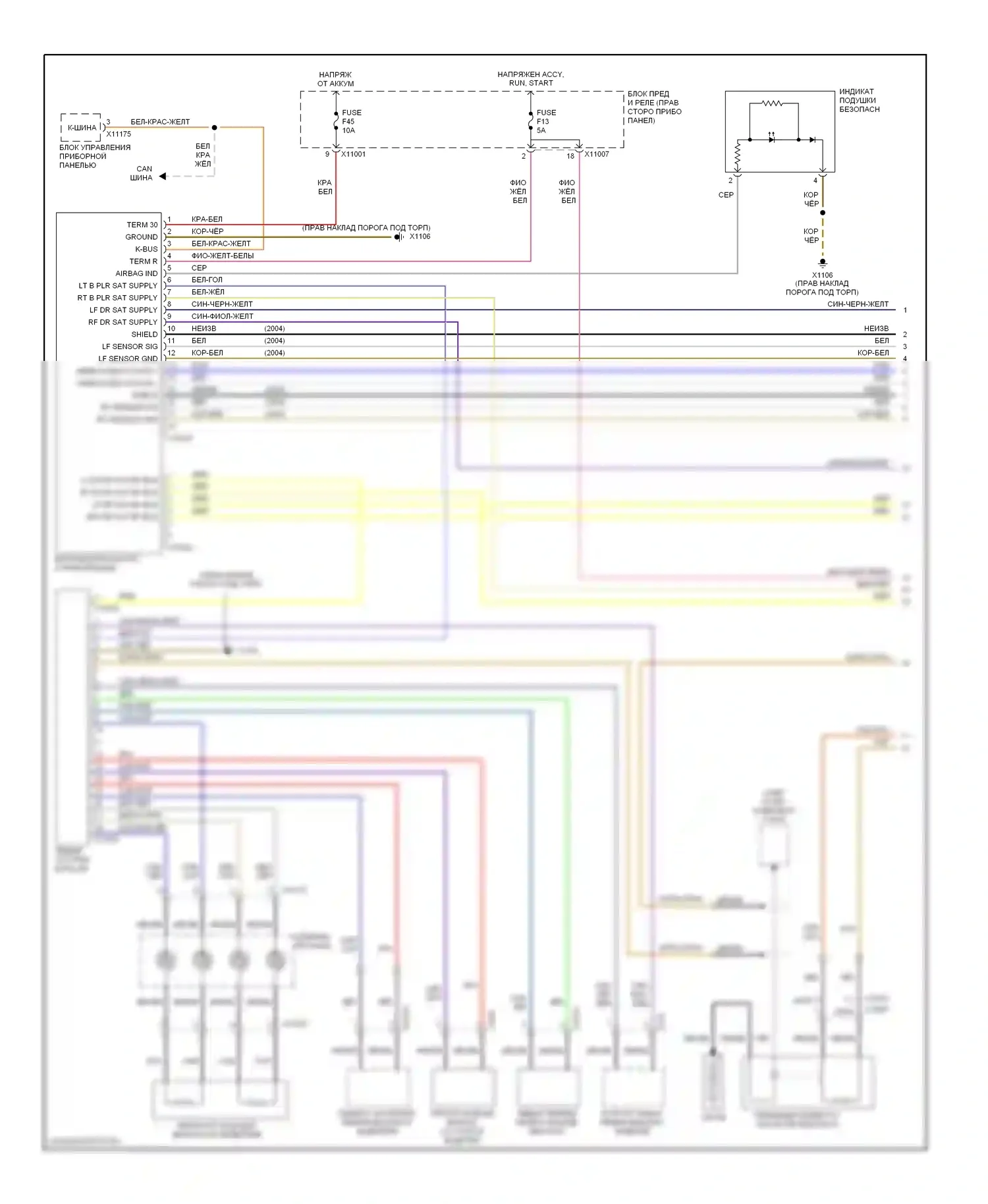 Z4 BMW E85/E86 (2002-2005): Электросхема подушек безопасности (1 из 2) 