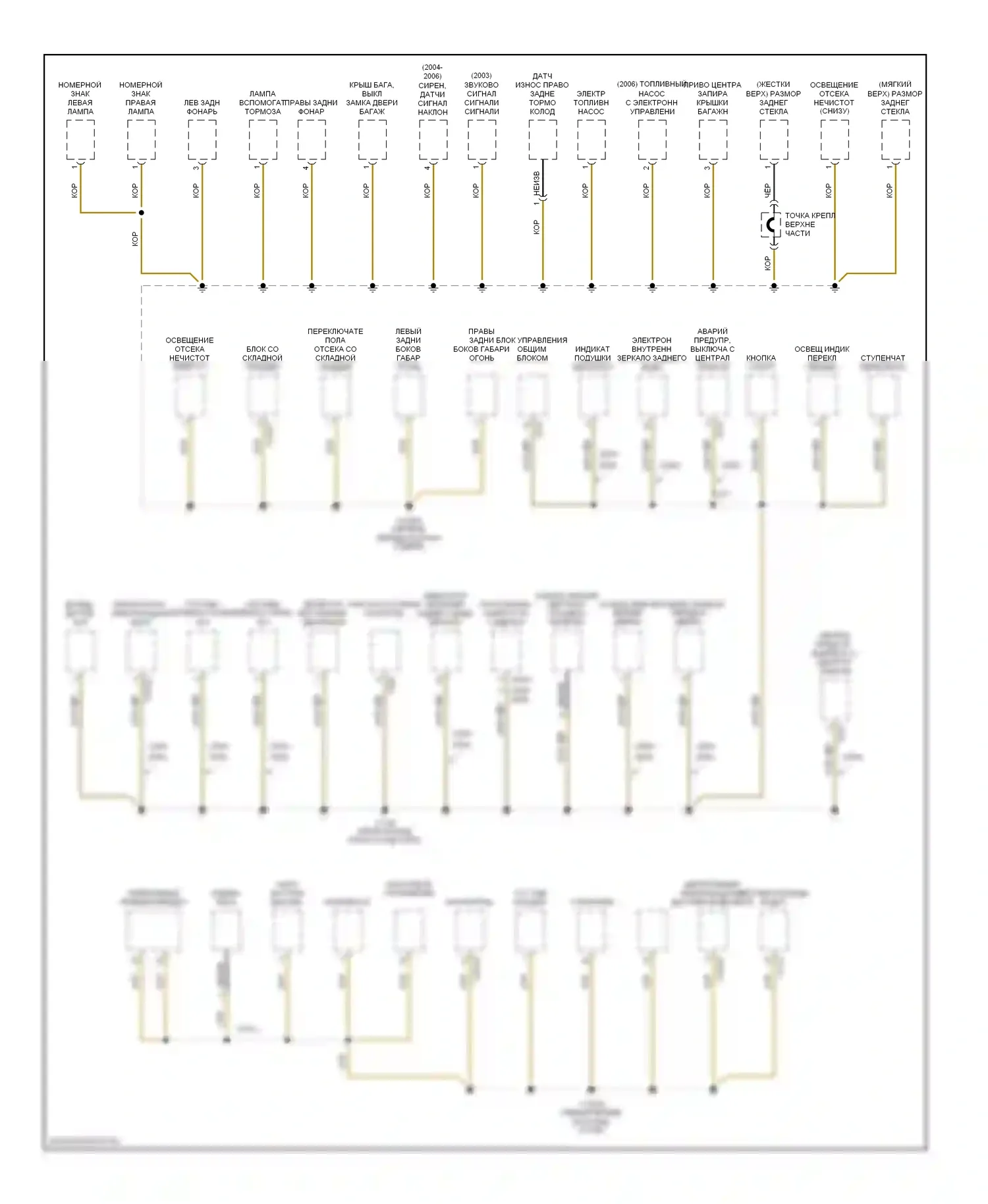 Z4 BMW E85/E86 (2002-2005): Электросхема точек подключения масс (2 из 3) 