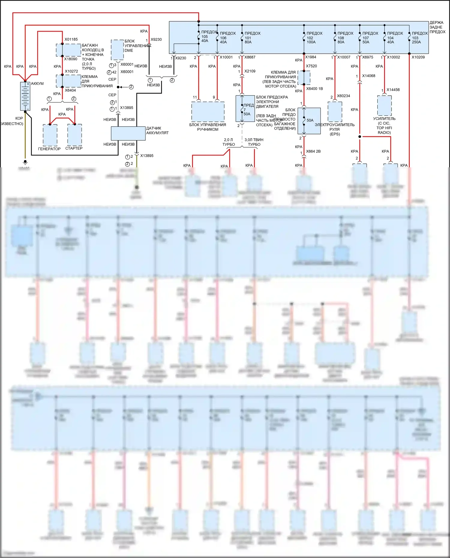 Z4 BMW E89 рестайлинг (2013-2017): Электросхема блока предохранителей реле (1 из 4) 