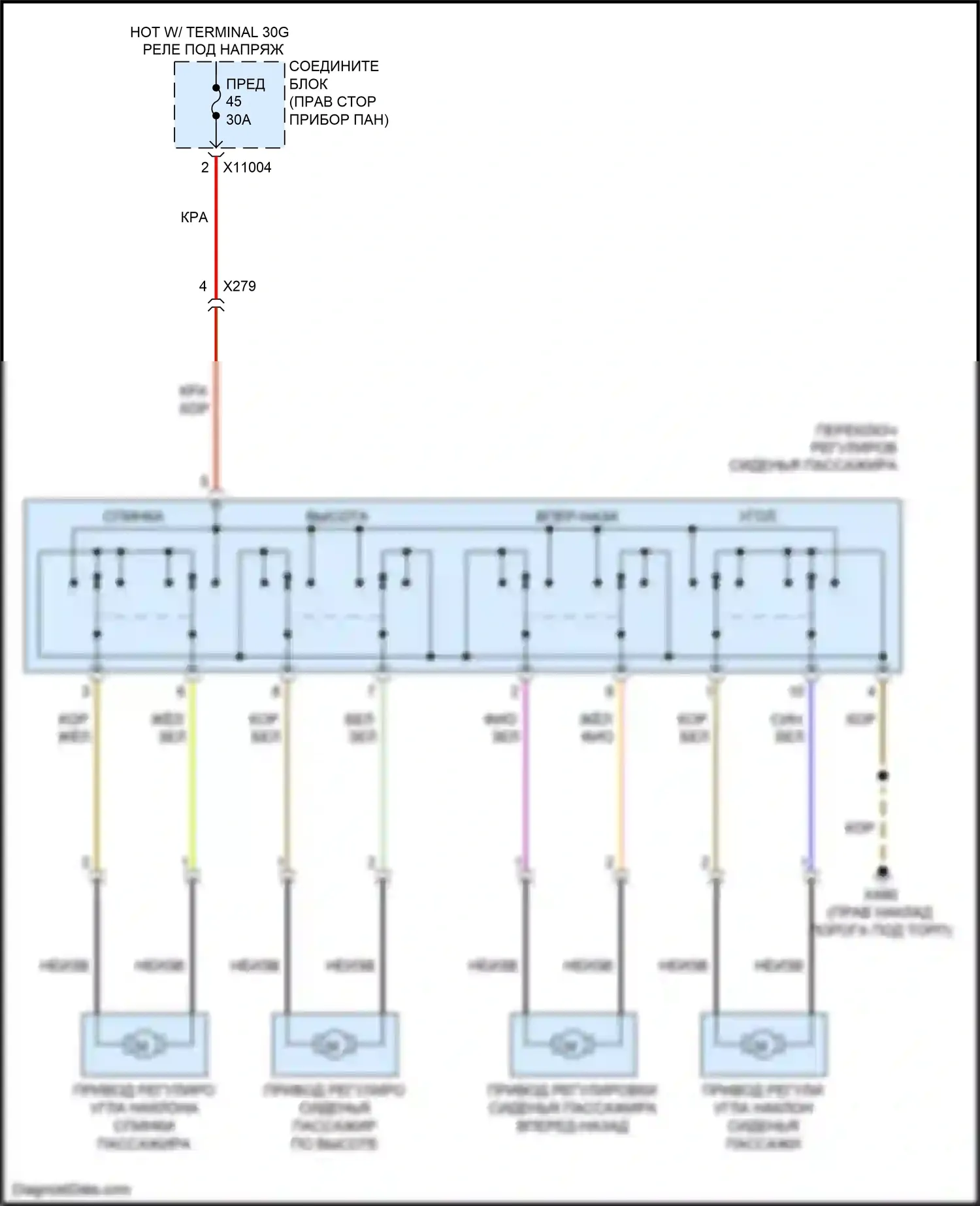 Z4 BMW E89 рестайлинг (2013-2017): Электросхема сиденья питания для пассажиров 
