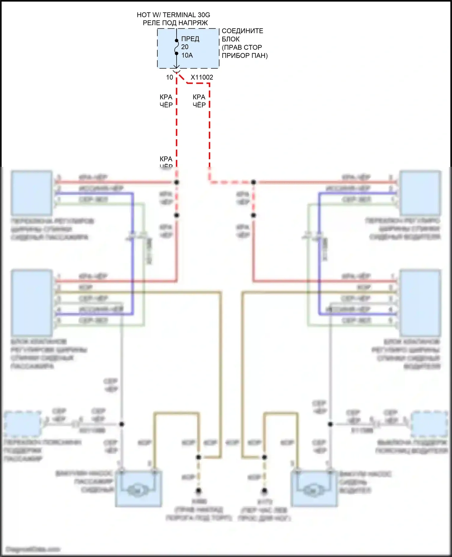 Z4 BMW E89 рестайлинг (2013-2017): Электросхема спортивных сидений 