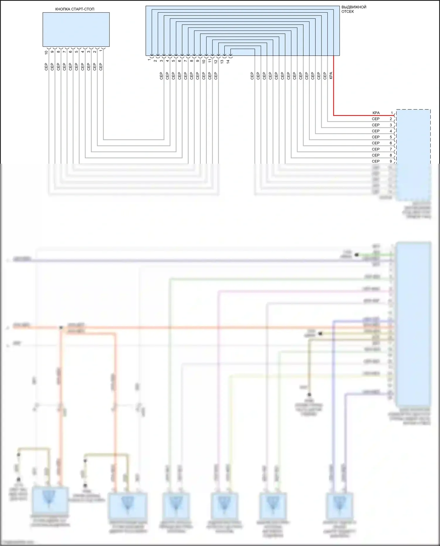 Z4 BMW E89 рестайлинг (2013-2017): Электросхема системы бесключевого доступа (2 из 2) 