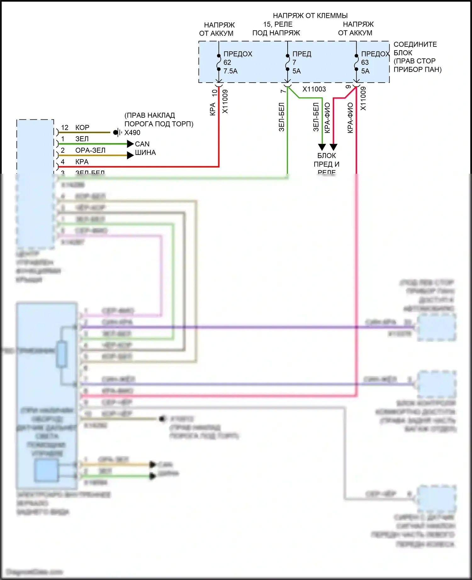 Z4 BMW E89 рестайлинг (2013-2017): Электросхема управления зеркалами заднего вида 