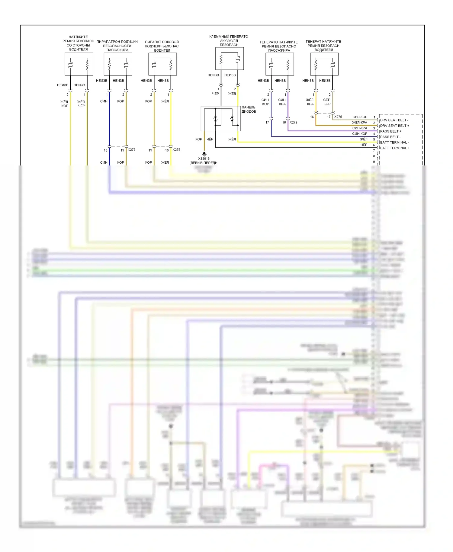 Z4 BMW E89 (2009-2013): Электросхема подушек безопасности (2 из 2) 