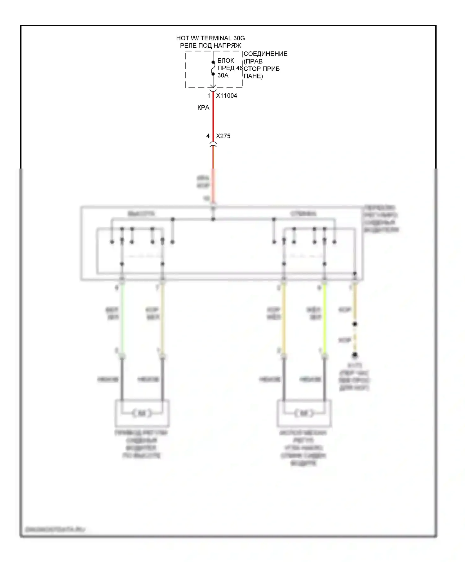 Z4 BMW E89 (2009-2013): Питание водительского сиденья электросхема 