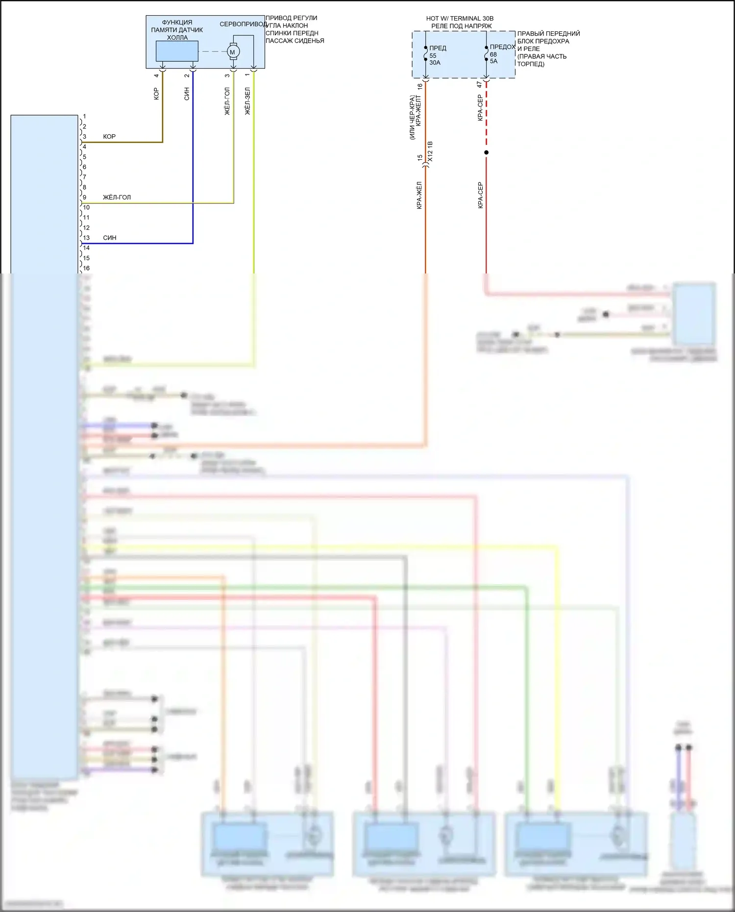 Z4 BMW G29 рестайлинг (2022-2024): Электросхема сиденья памяти пассажира 