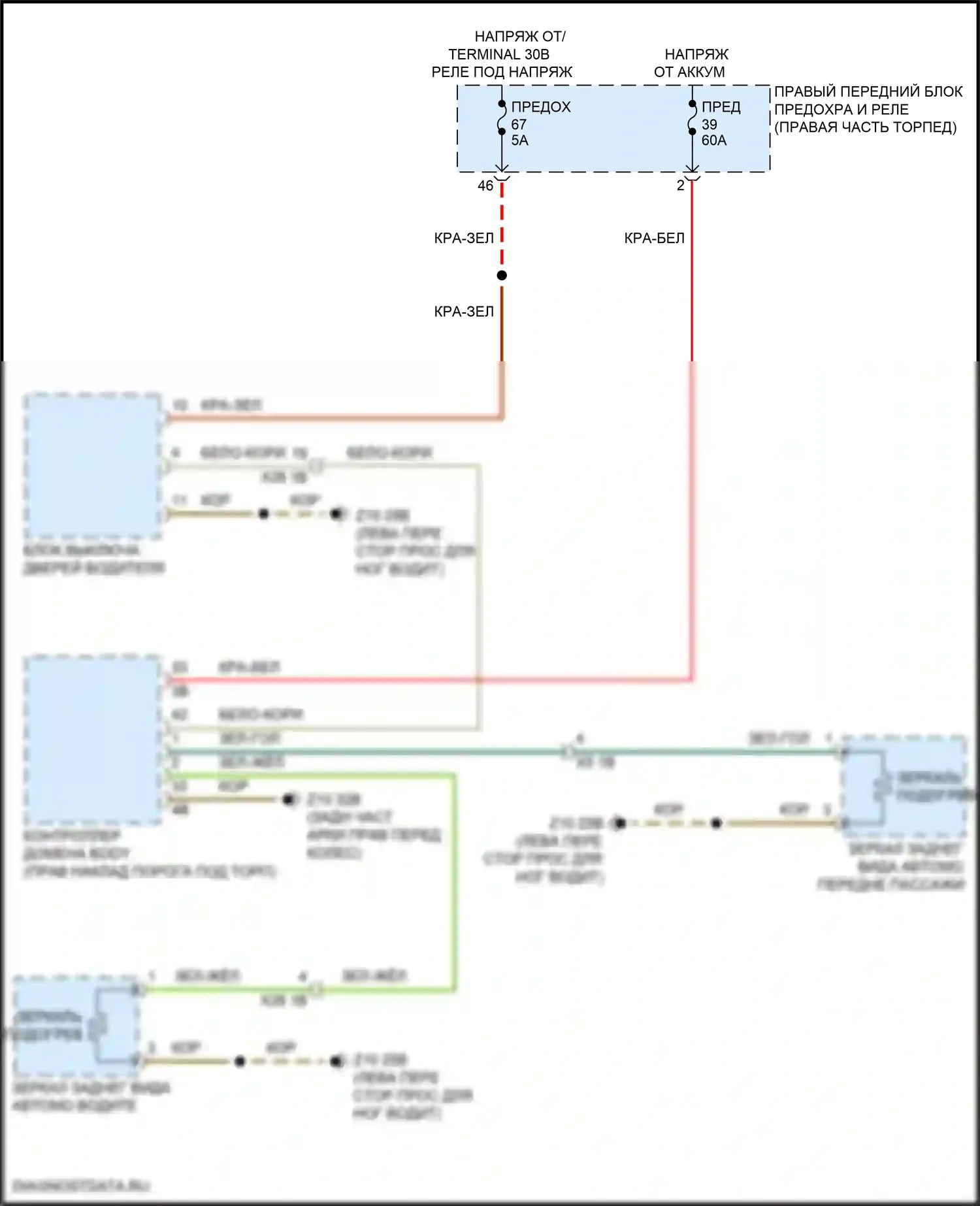 Z4 BMW G29 рестайлинг (2022-2024): Электросхема обогреваемых зеркал, без функции шины lin 