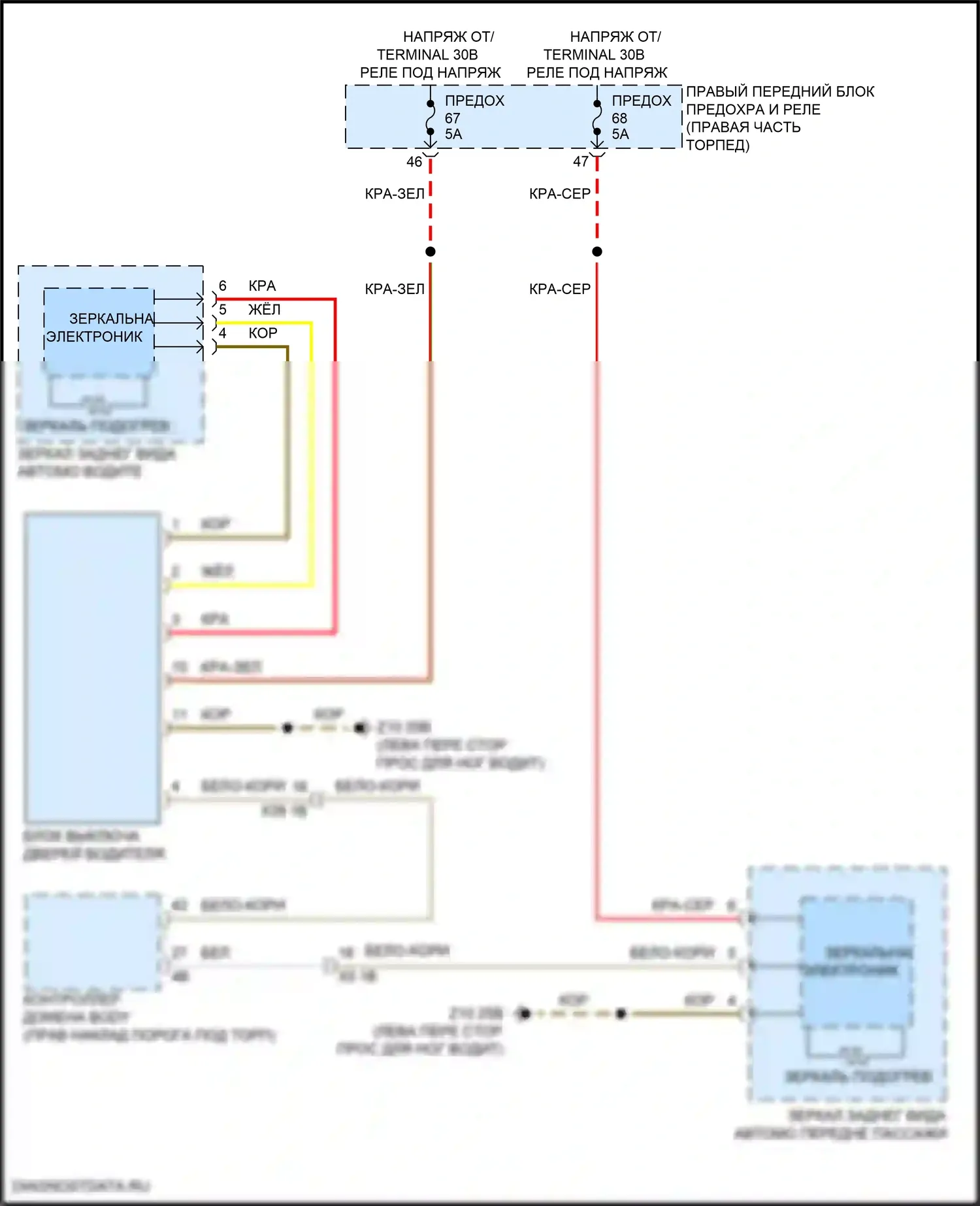Z4 BMW G29 рестайлинг (2022-2024): Электросхема обогреваемых зеркал, с функцией шины lin 