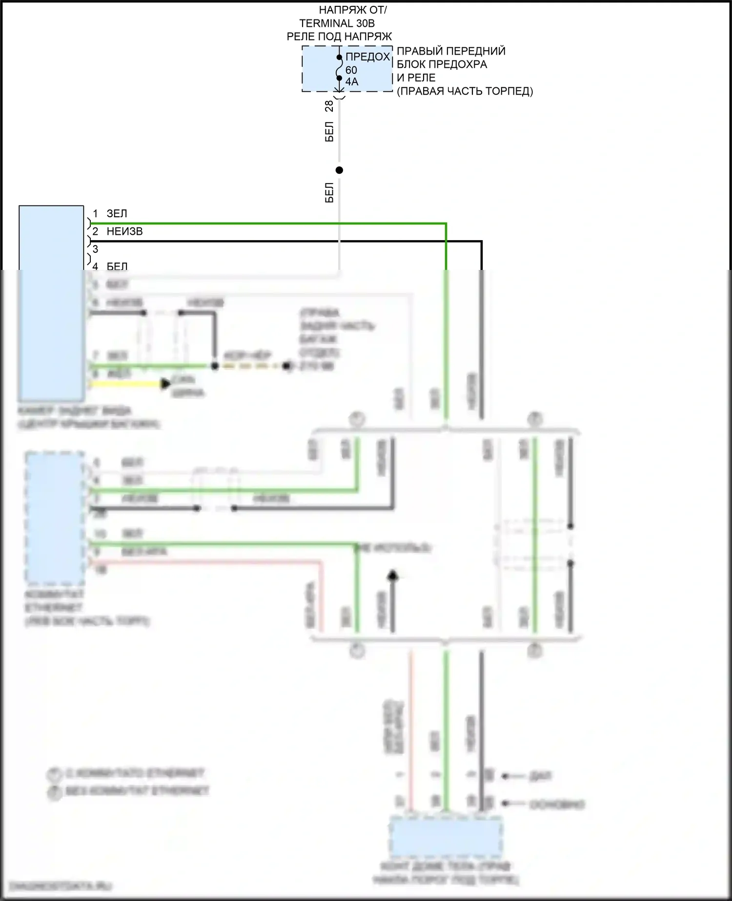 Z4 BMW G29 рестайлинг (2022-2024): Электросхема задней камеры 