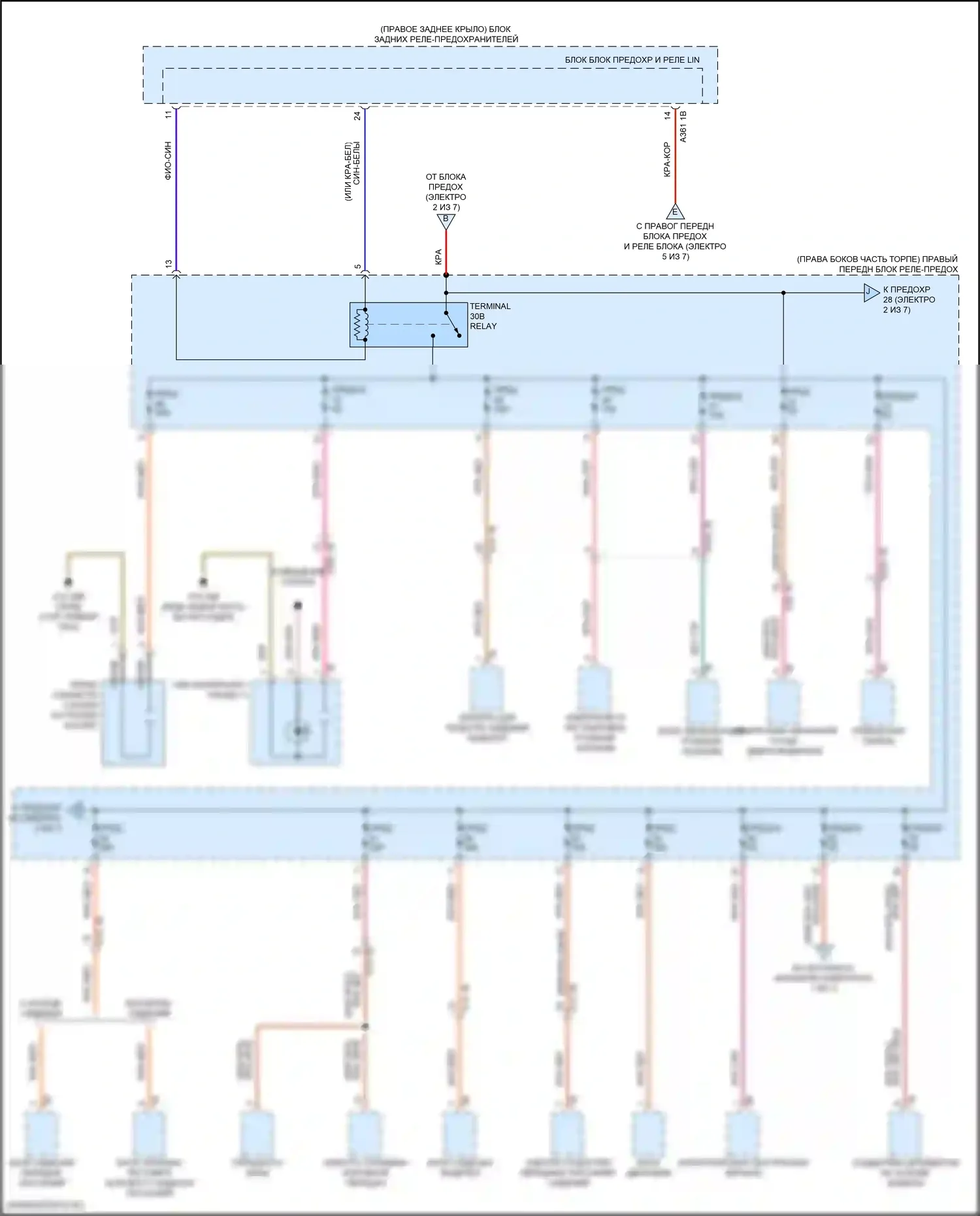 Z4 BMW G29 (2018-2022): Электросхема блока предохранителей реле (3 из 7) 