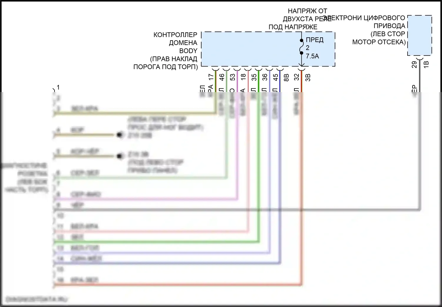 Z4 BMW G29 (2018-2022): Электросхема диагностического разхъема 