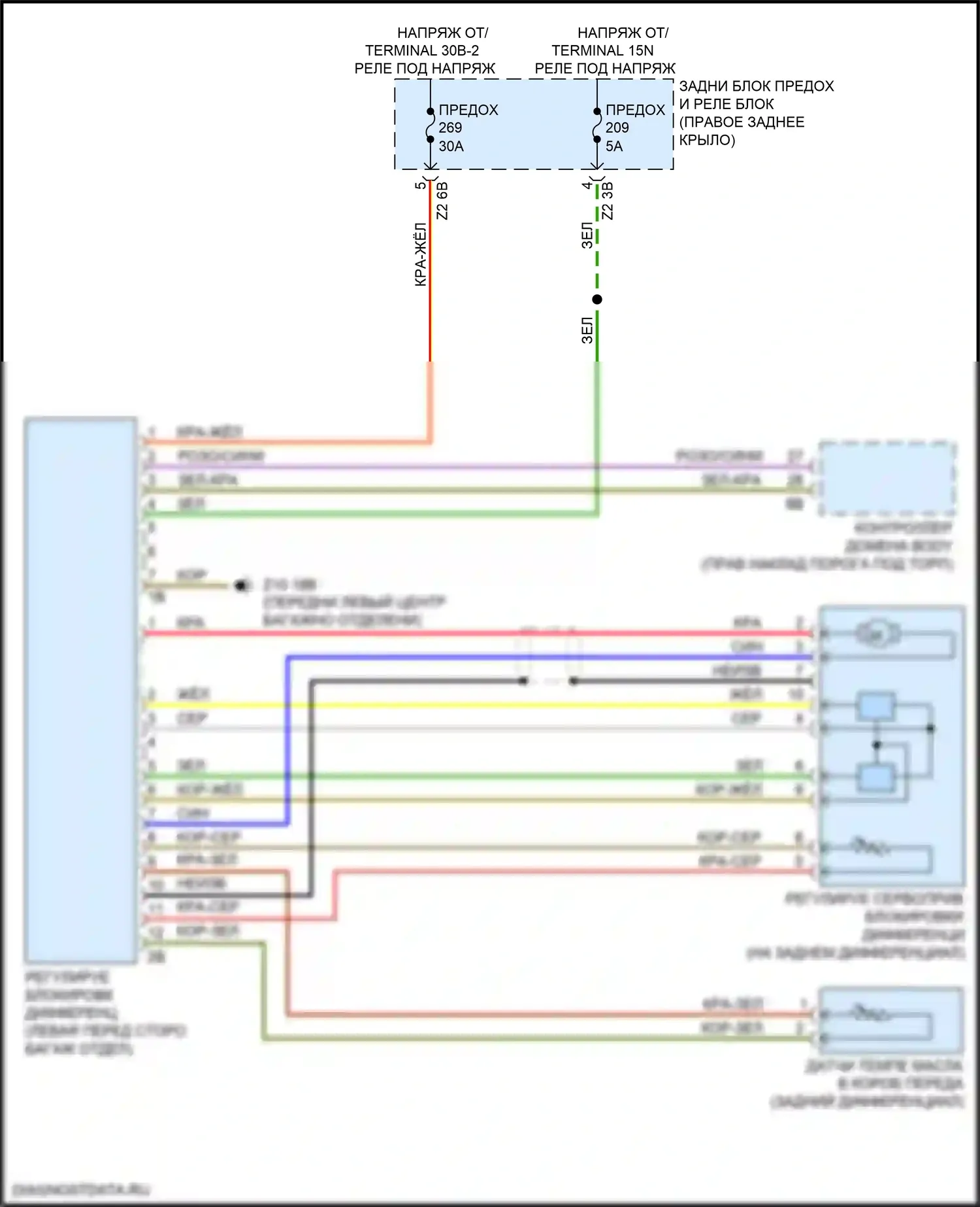 Z4 BMW G29 (2018-2022): Электросхема заднего моста 
