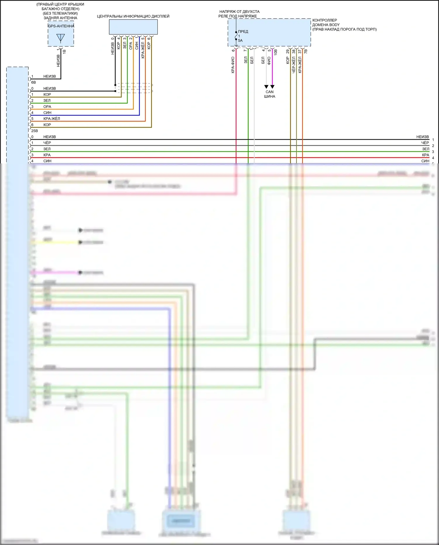 Z4 BMW G29 (2018-2022): Электросхема аудиоблока приемника, средний уровень (1 из 4) 