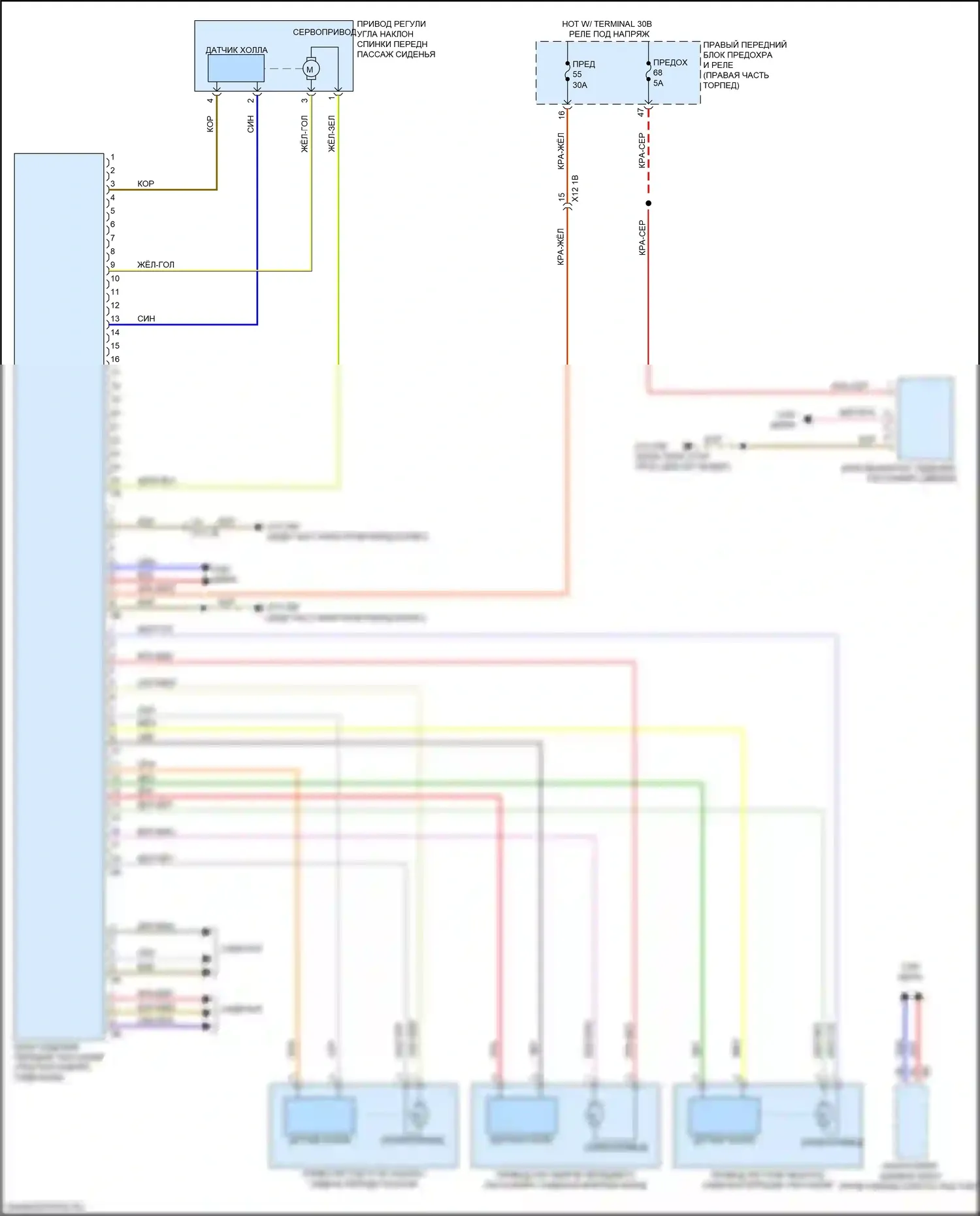 Z4 BMW G29 (2018-2022): Электросхема сиденья памяти пассажира 
