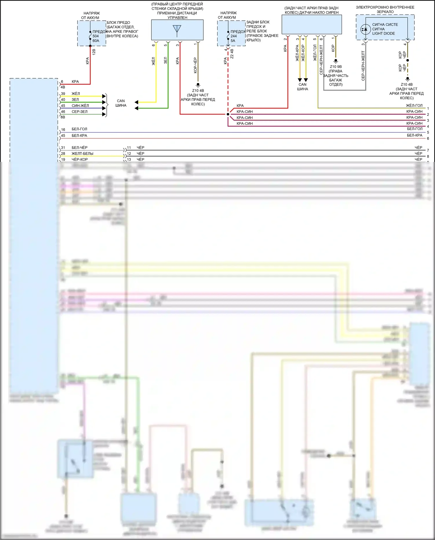 Z4 BMW G29 (2018-2022): Электросхема сигнализации и центрального запирания (1 из 2) 