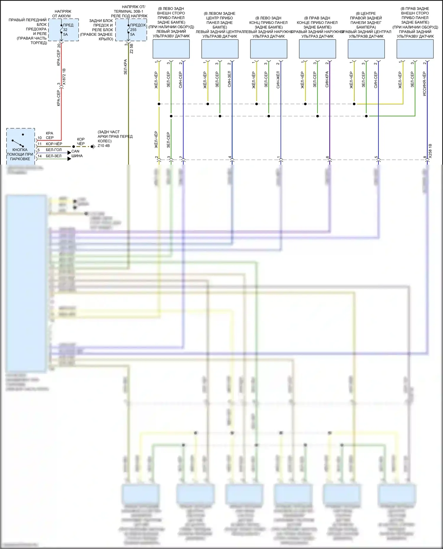 Z4 BMW G29 (2018-2022): Электросхема парктроника 