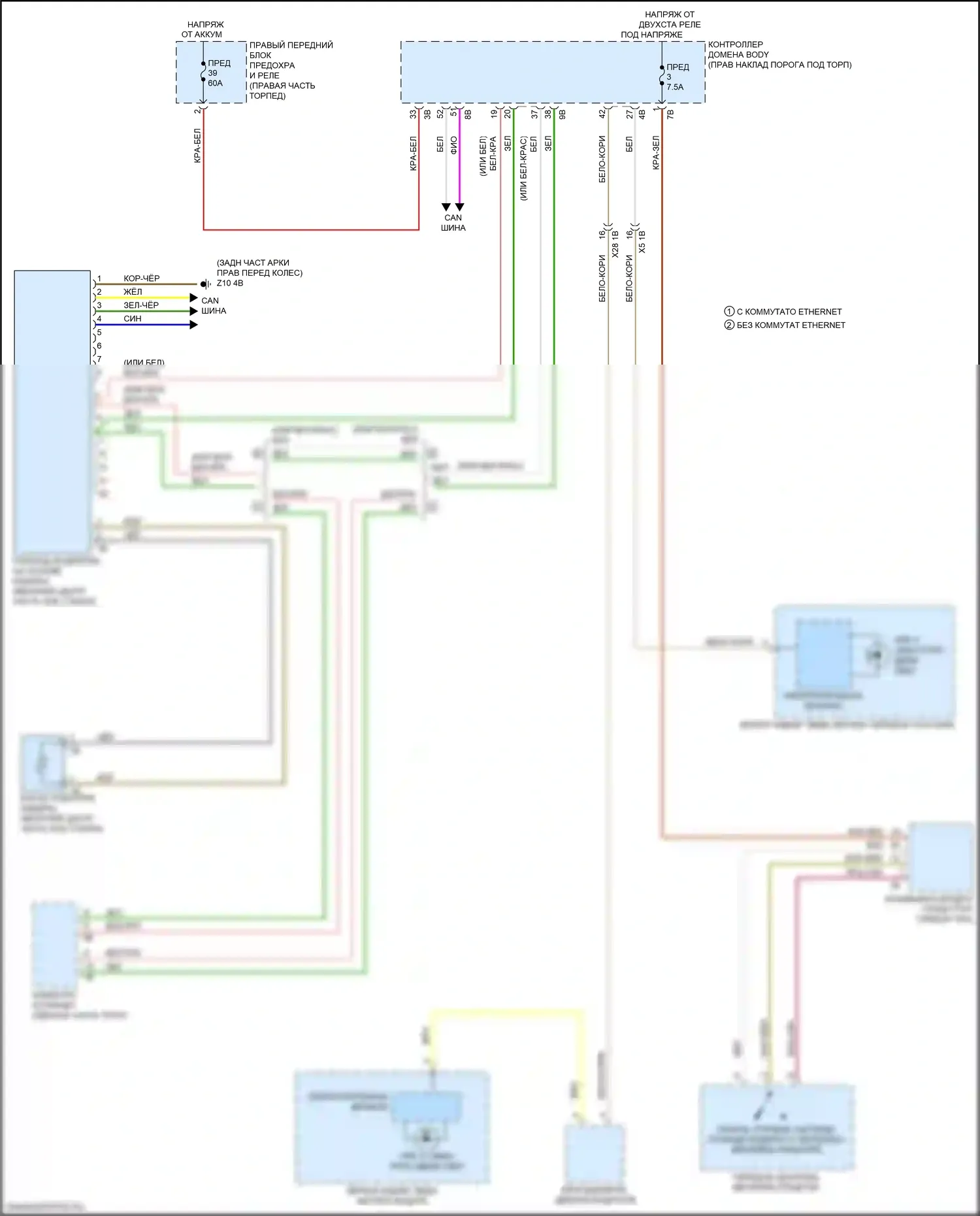 Z4 BMW G29 (2018-2022): Электросхема сигнализации о выезде с полосы движения 