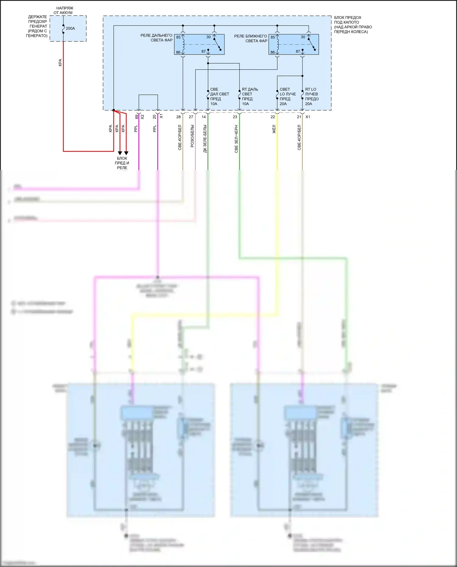 Enclave Buick I рестайлинг (2013-2017): Электросхема фар (2 из 2) 