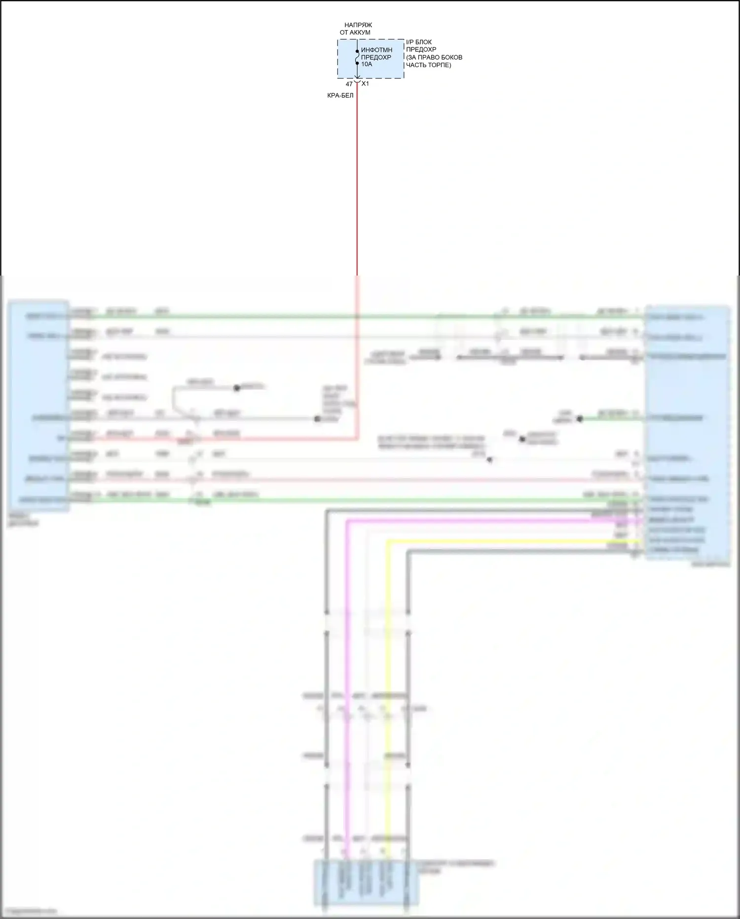 Enclave Buick I рестайлинг (2013-2017): Электросхема видеосистемы, без спо-приспособления 