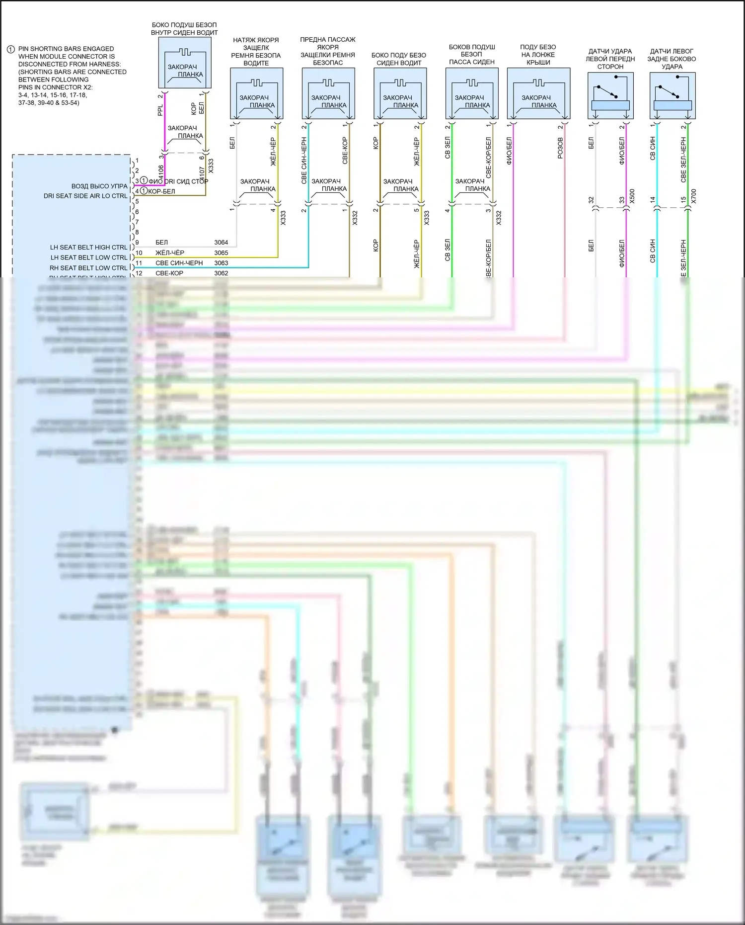 Enclave Buick I рестайлинг (2013-2017): Электросхема подушек безопасности (1 из 2) 