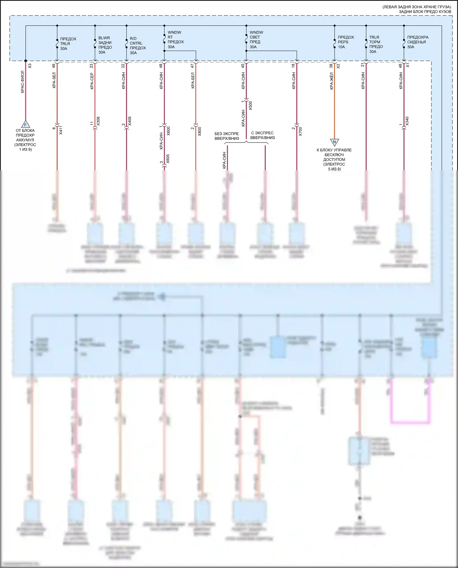 Enclave Buick II (2017-2021): Электросхема блока предохранителей реле (7 из 9) 