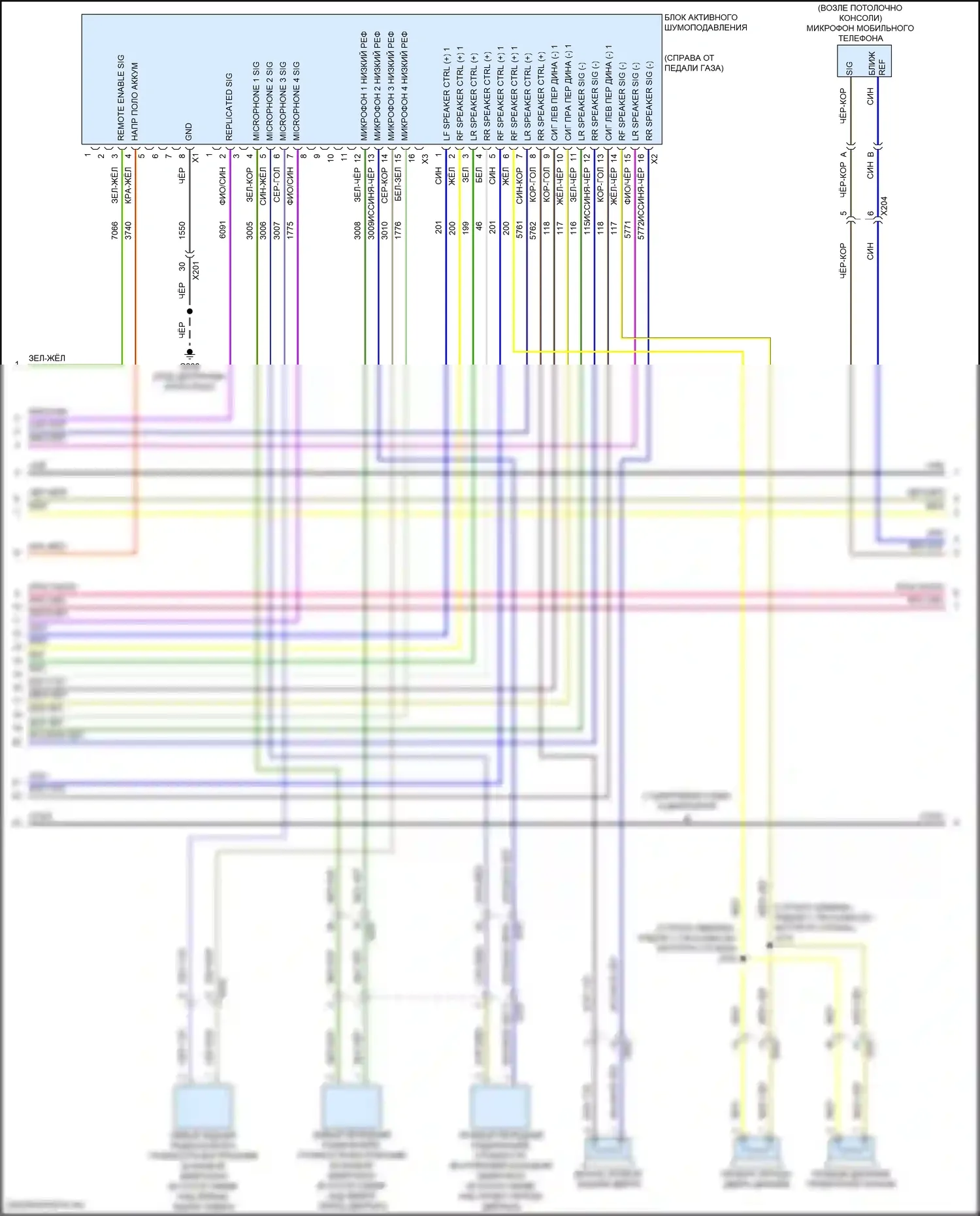 Enclave Buick II (2017-2021): Электросхема магнитолы, верхний уровень с активным шумом (3 из 5) 