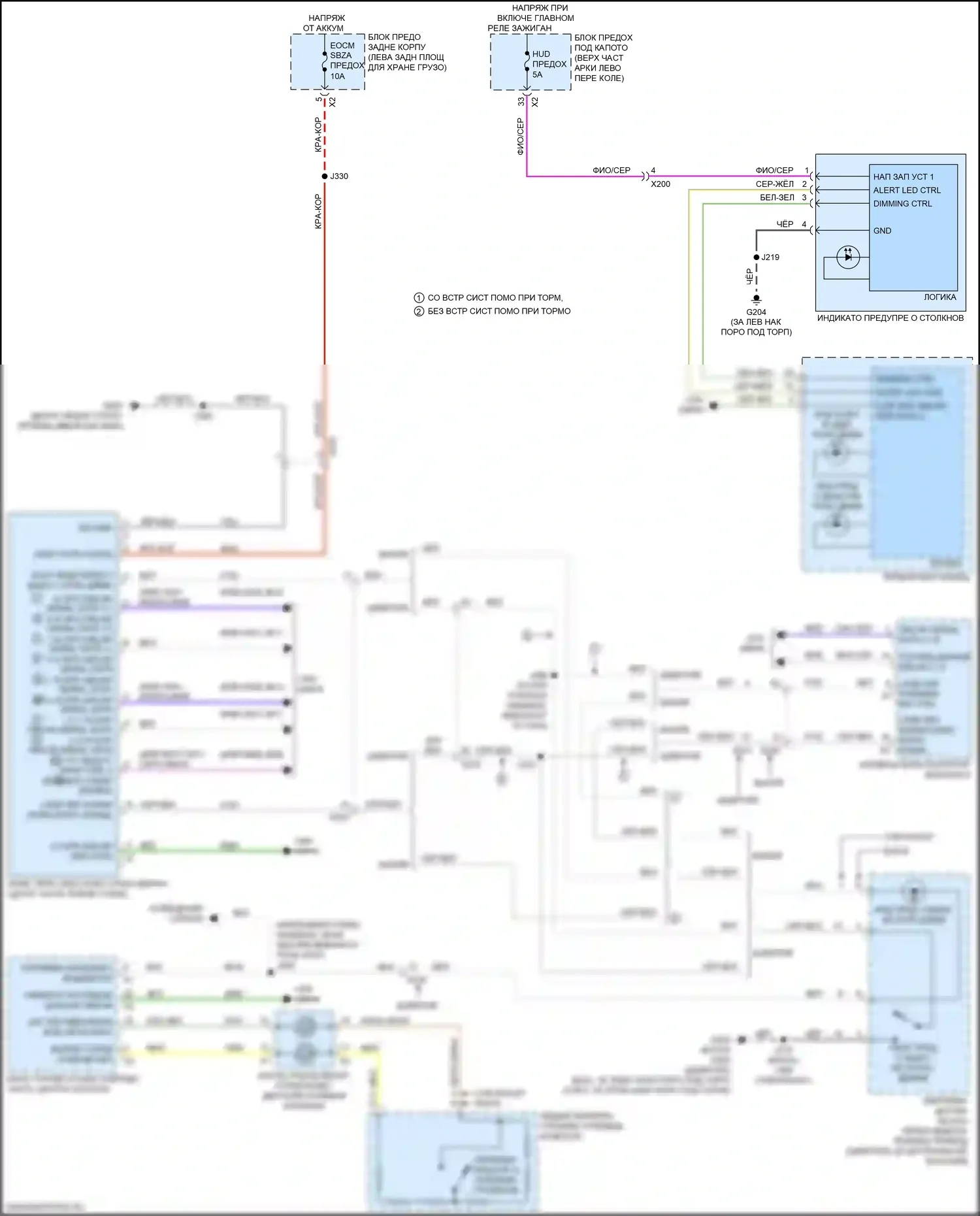 Enclave Buick II (2017-2021): Электросхема сигнализации о выезде с полосы движения 